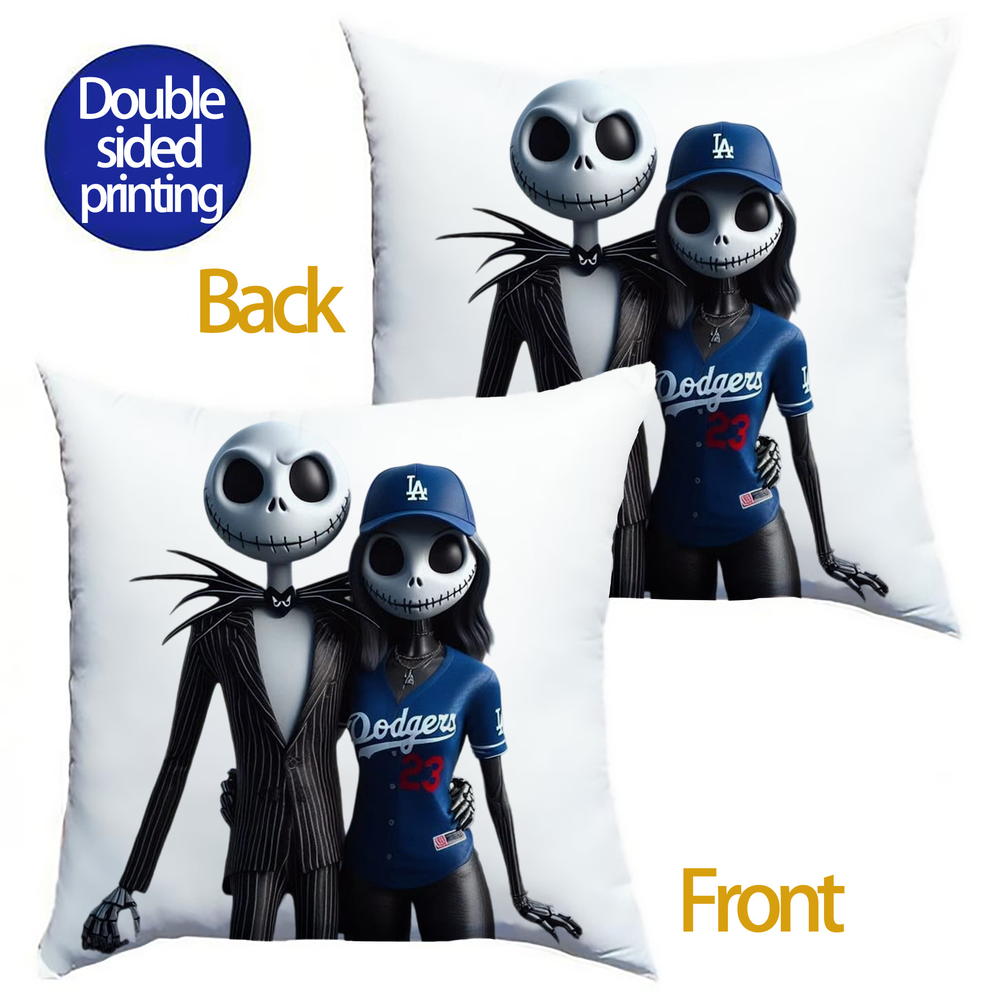  Soft Polyester Pillow Cover With Insert – Double-Sided Design, Invisible Zipper, Durable & Breathable – Easy Care Cushion Set