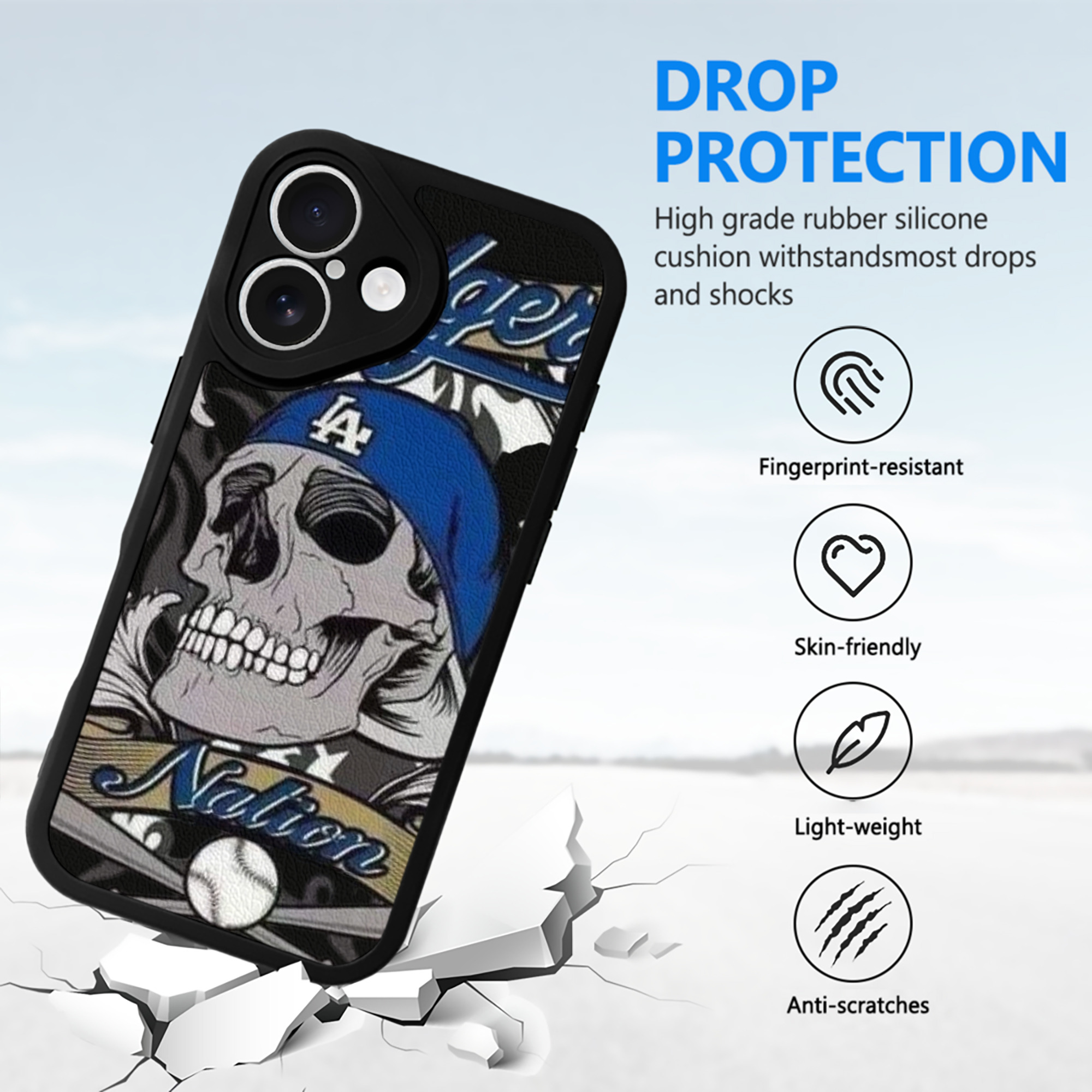  IPhone 16 Silicone Leather Case – UV Print, Lambskin Texture – Perfect Fit, Wireless Charging Compatible, Scratch Resistant, Precise Cutouts – Stylish Protection For IPhone 16