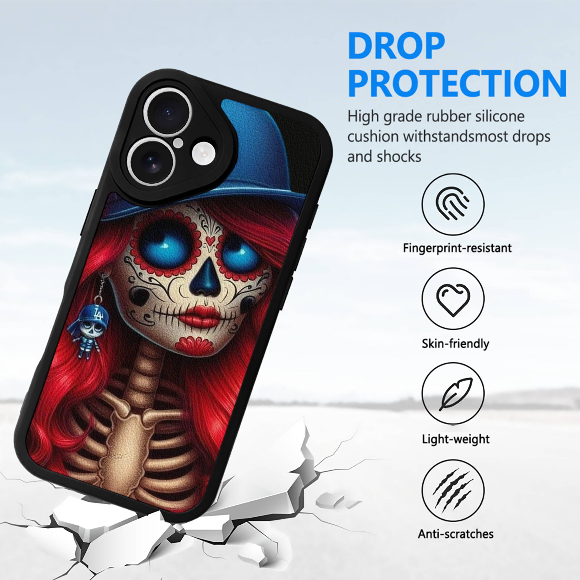  IPhone 16 Silicone Leather Case – UV Print, Lambskin Texture – Perfect Fit, Wireless Charging Compatible, Scratch Resistant, Precise Cutouts – Stylish Protection For IPhone 16