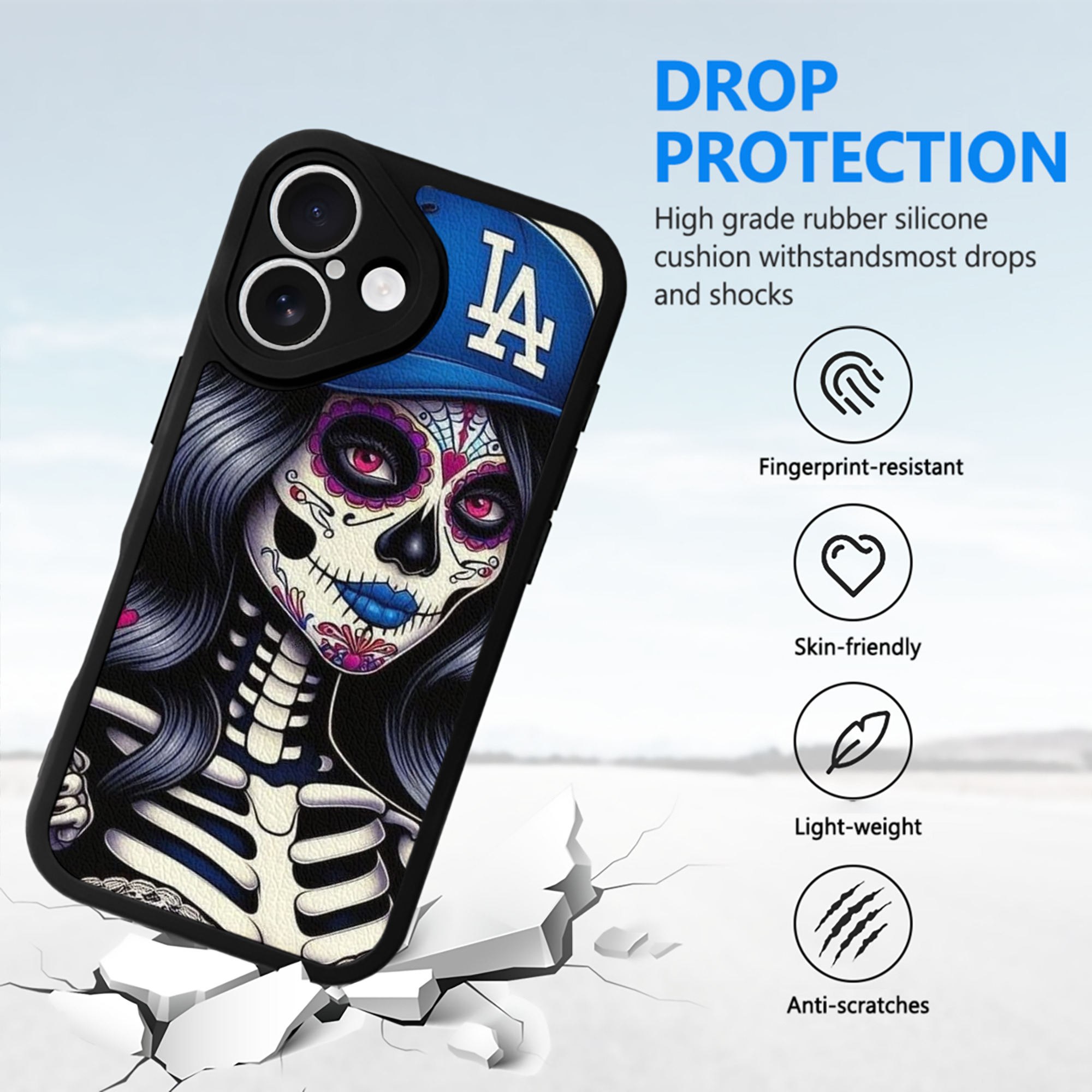  IPhone 16 Silicone Leather Case – UV Print, Lambskin Texture – Perfect Fit, Wireless Charging Compatible, Scratch Resistant, Precise Cutouts – Stylish Protection For IPhone 16