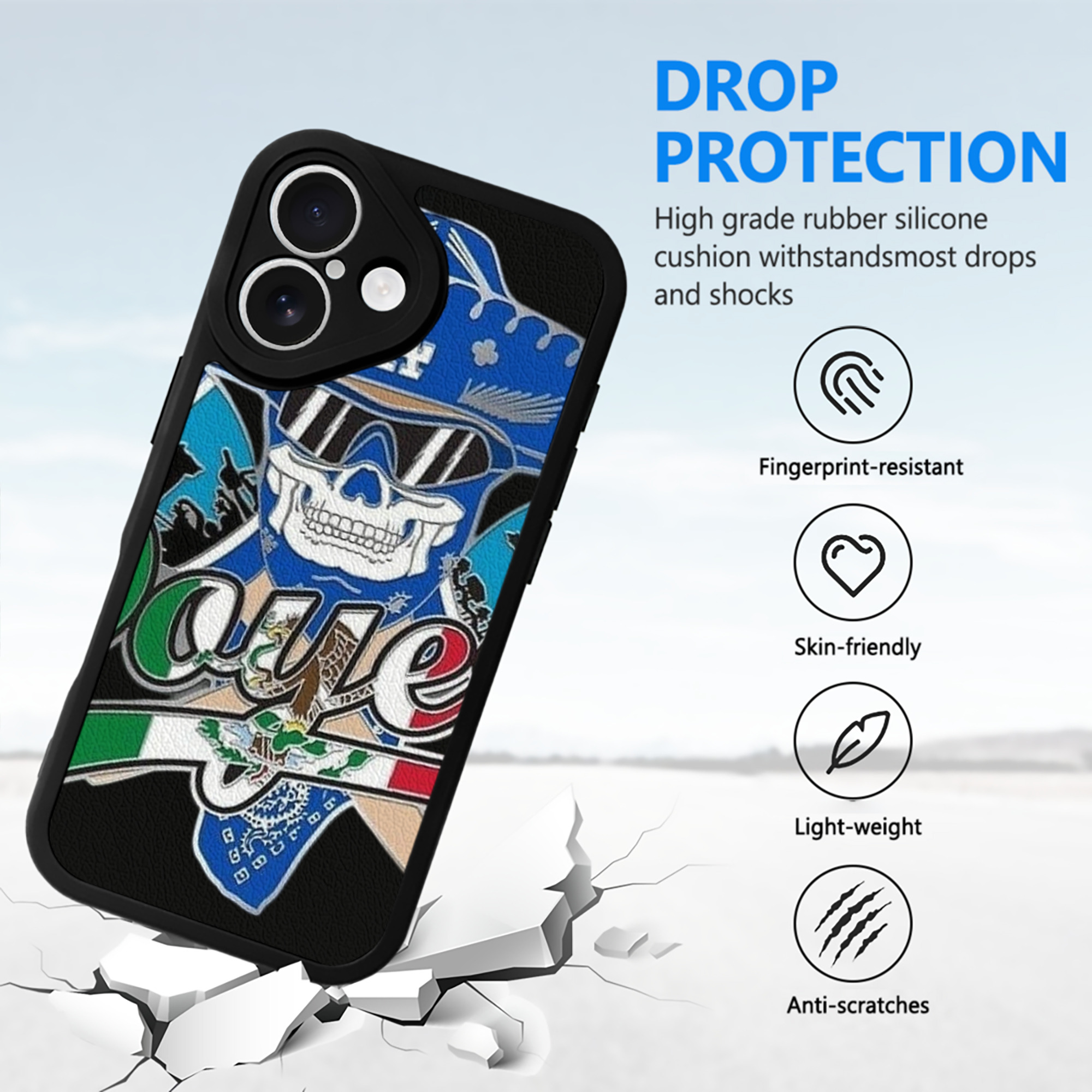  IPhone 16 Silicone Leather Case – UV Print, Lambskin Texture – Perfect Fit, Wireless Charging Compatible, Scratch Resistant, Precise Cutouts – Stylish Protection For IPhone 16