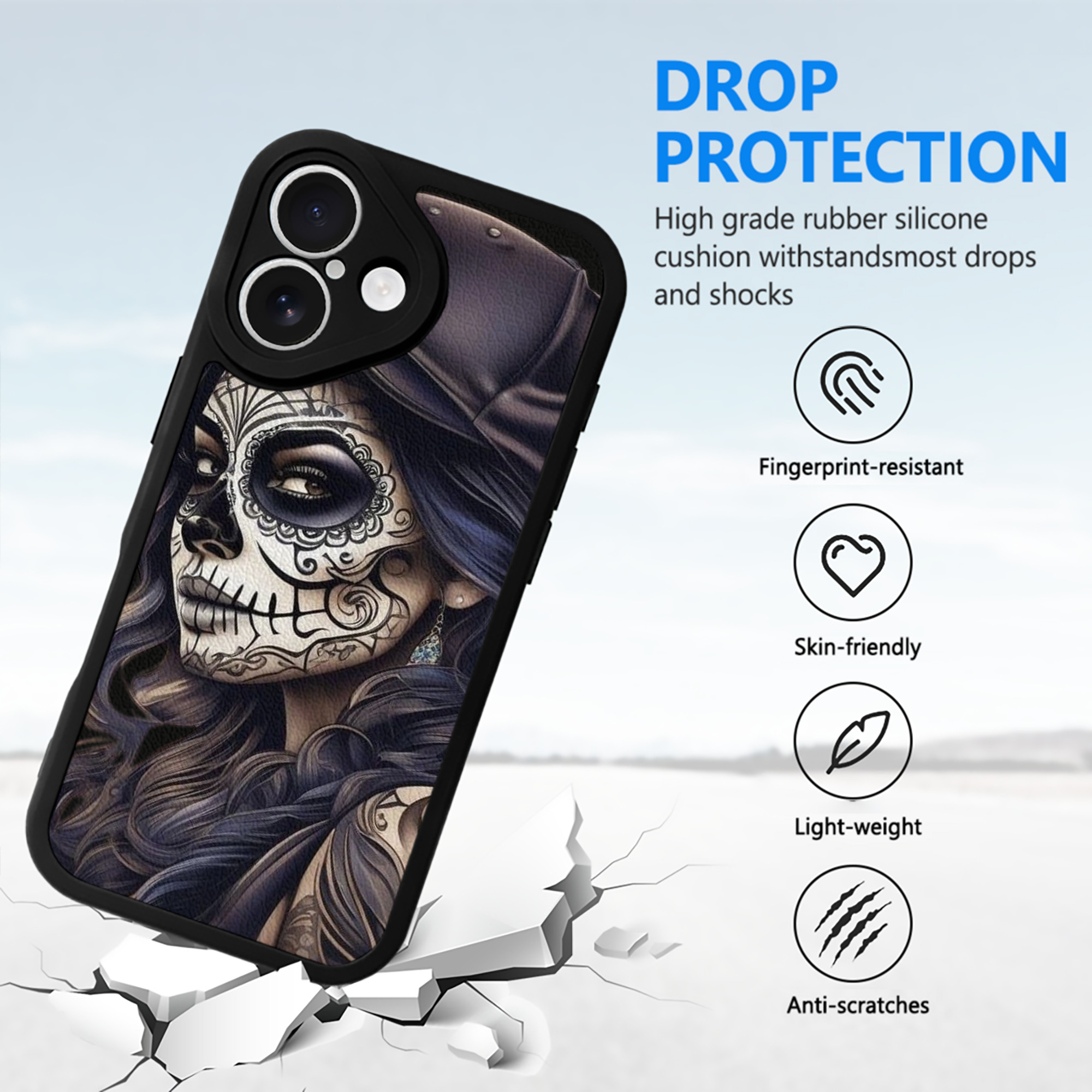  IPhone 16 Silicone Leather Case – UV Print, Lambskin Texture – Perfect Fit, Wireless Charging Compatible, Scratch Resistant, Precise Cutouts – Stylish Protection For IPhone 16