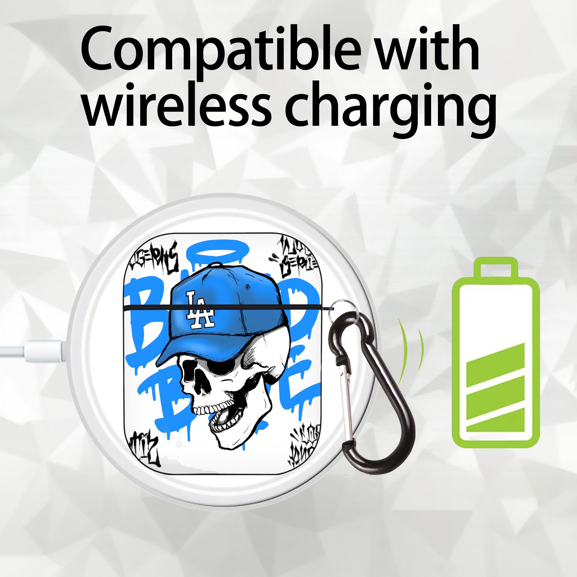  AirPods 2 Case Hard Shell Black, Flexible PC Material, Precise Cutouts, Full Protection, Anti-Fingerprint, Washable, Includes Keychain – Durable & Slim Design