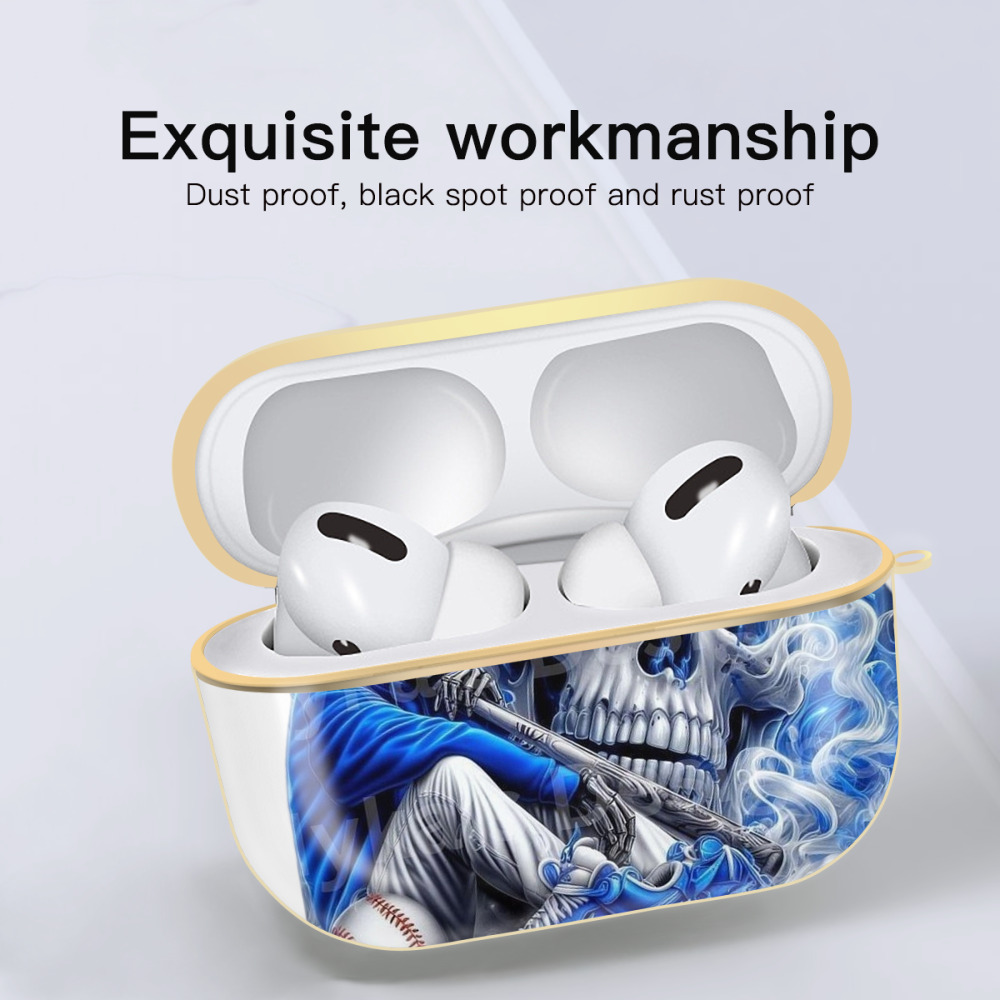  Luxury Gold AirPods Pro Case With Keychain, Flexible PC Material, Full Protection, Precise Cutouts, Anti-Fingerprint, Washable, Durable Design