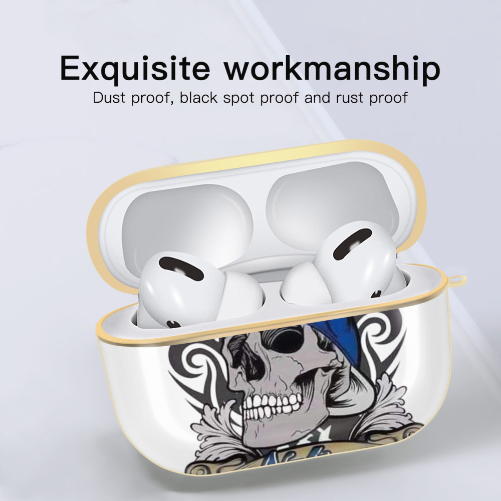  Luxury Gold AirPods Pro Case With Keychain, Flexible PC Material, Full Protection, Precise Cutouts, Anti-Fingerprint, Washable, Durable Design