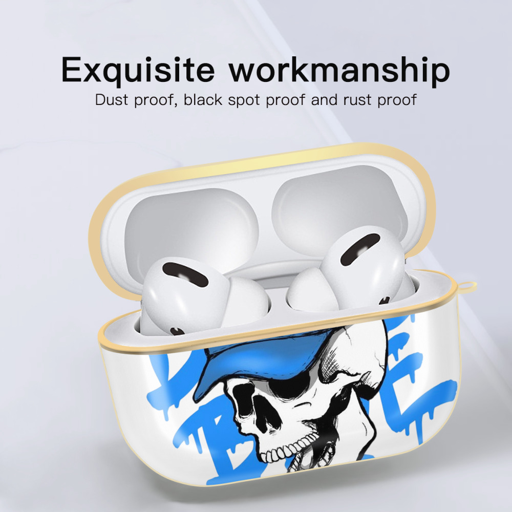  Luxury Gold AirPods Pro Case With Keychain, Flexible PC Material, Full Protection, Precise Cutouts, Anti-Fingerprint, Washable, Durable Design