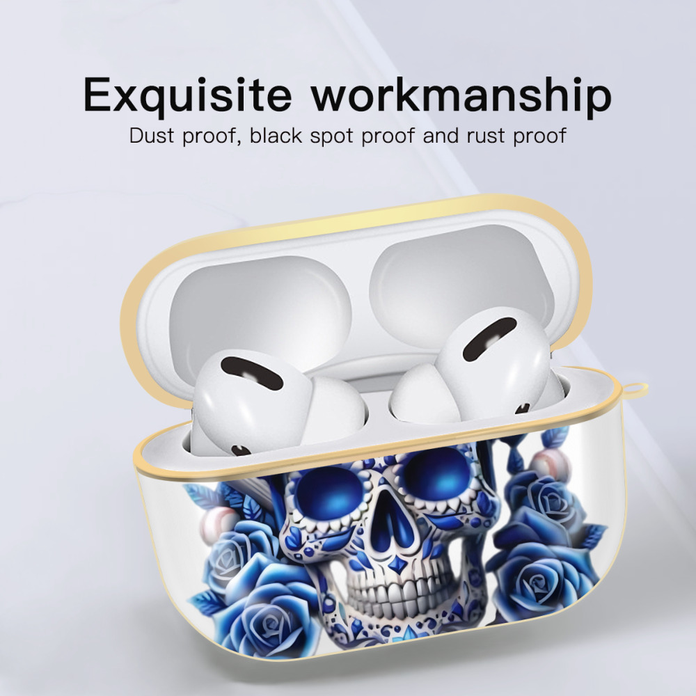  Luxury Gold AirPods Pro Case With Keychain, Flexible PC Material, Full Protection, Precise Cutouts, Anti-Fingerprint, Washable, Durable Design