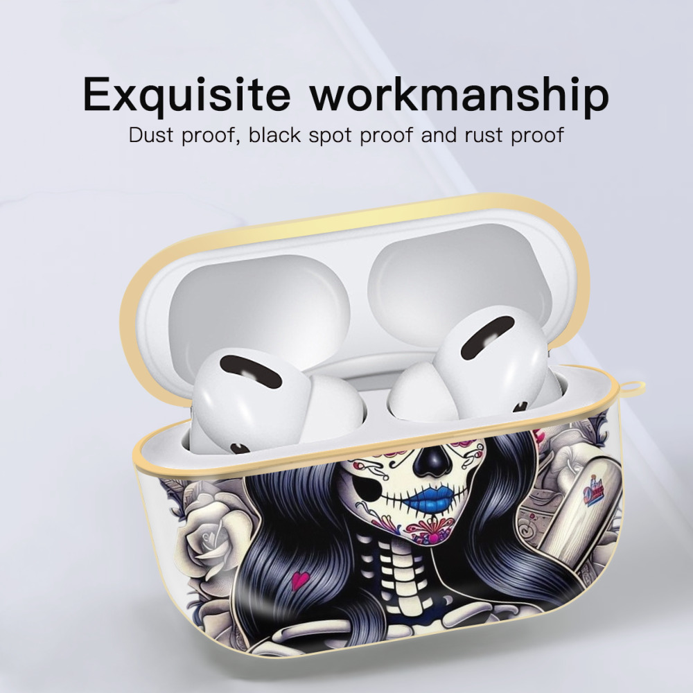  Luxury Gold AirPods Pro Case With Keychain, Flexible PC Material, Full Protection, Precise Cutouts, Anti-Fingerprint, Washable, Durable Design