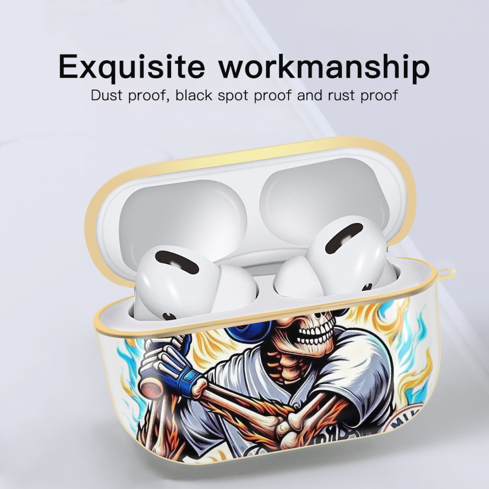  Luxury Gold AirPods Pro Case With Keychain, Flexible PC Material, Full Protection, Precise Cutouts, Anti-Fingerprint, Washable, Durable Design