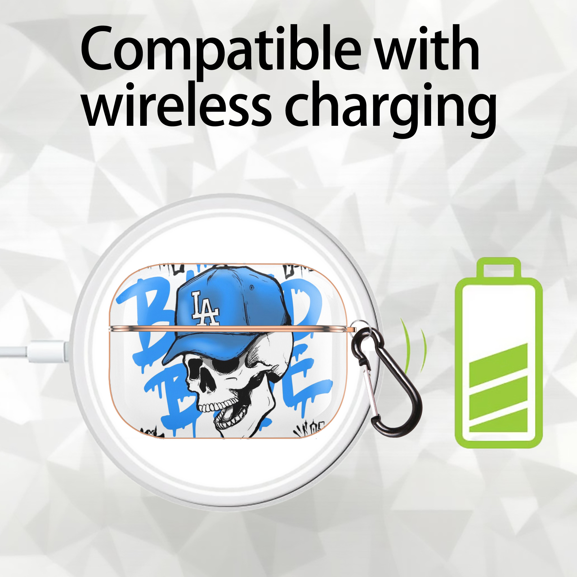  AirPods Pro Protective Case Rose Gold, Flexible PC Material, Precise Fit, Anti-Slip Cover, Full Protection, Fingerprint Resistant, Washable With Keychain