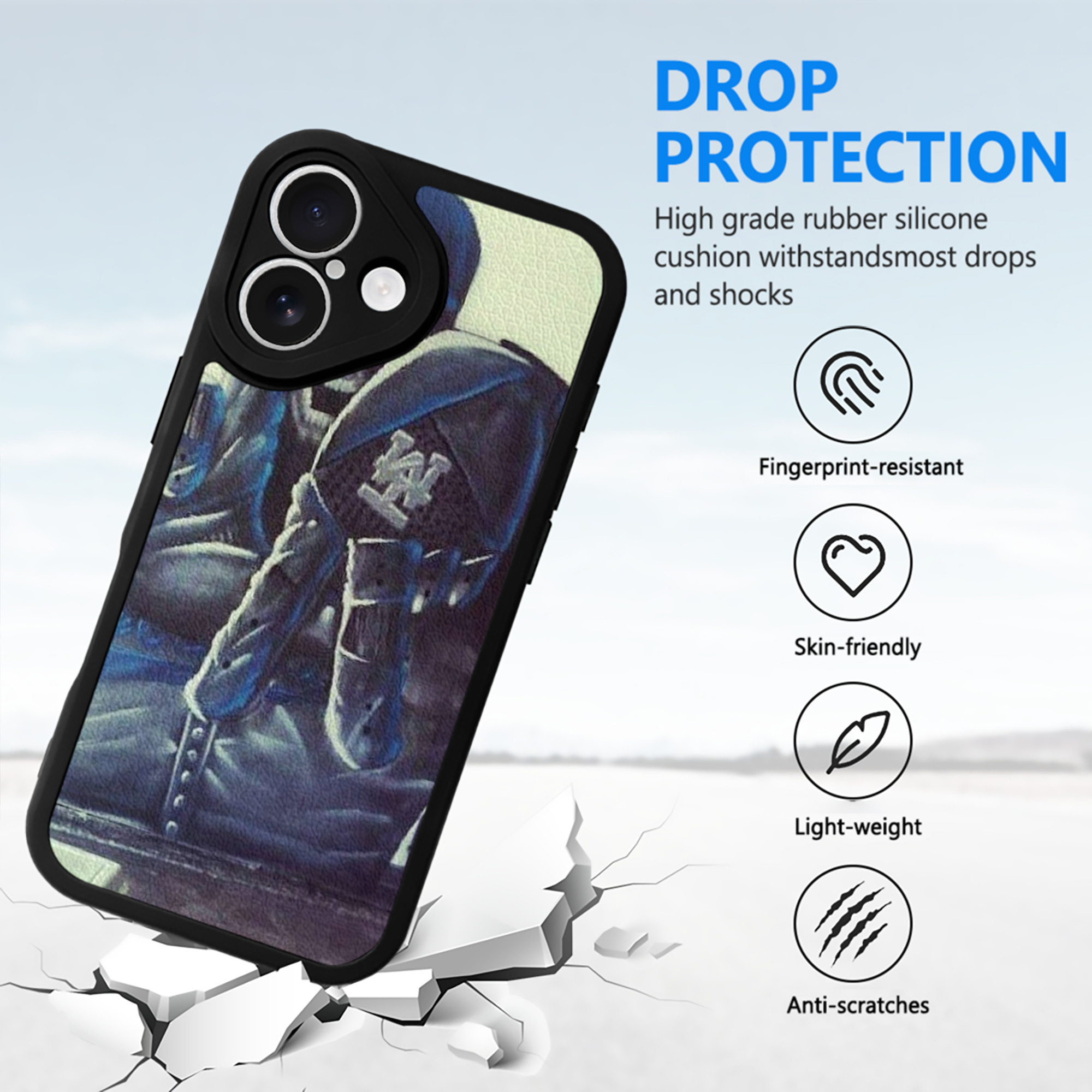  IPhone 16 Silicone Leather Case – UV Print, Lambskin Texture – Perfect Fit, Wireless Charging Compatible, Scratch Resistant, Precise Cutouts – Stylish Protection For IPhone 16