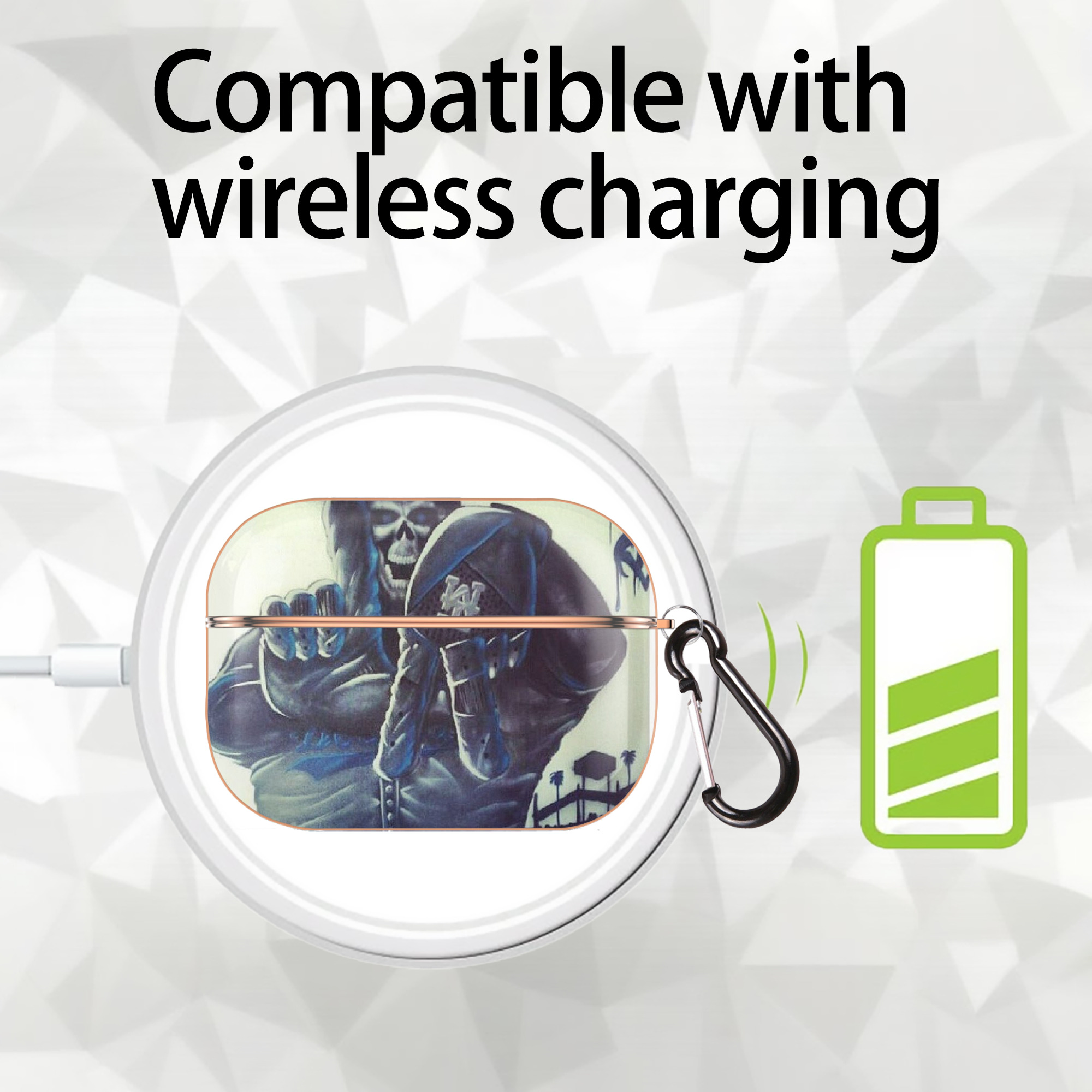  AirPods Pro Protective Case Rose Gold, Flexible PC Material, Precise Fit, Anti-Slip Cover, Full Protection, Fingerprint Resistant, Washable With Keychain