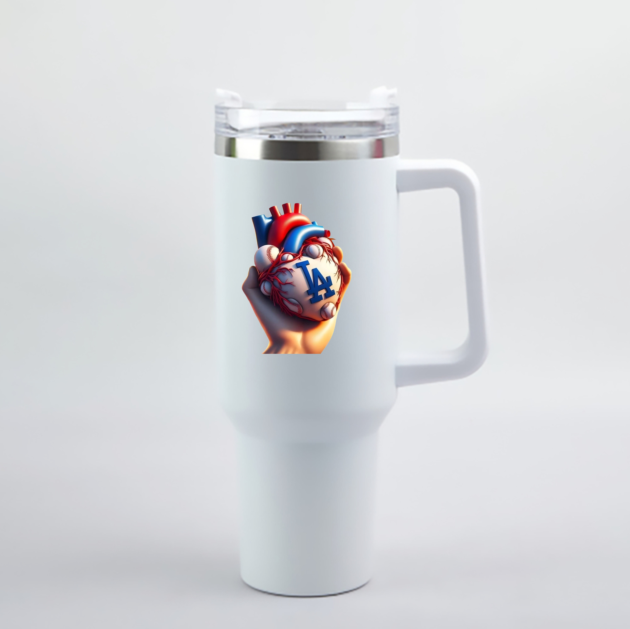  40oz Handle Car Cup With Crystal Sticker Design – Durable Stainless Steel Travel Mug With Reusable Straw – Double Wall Insulated