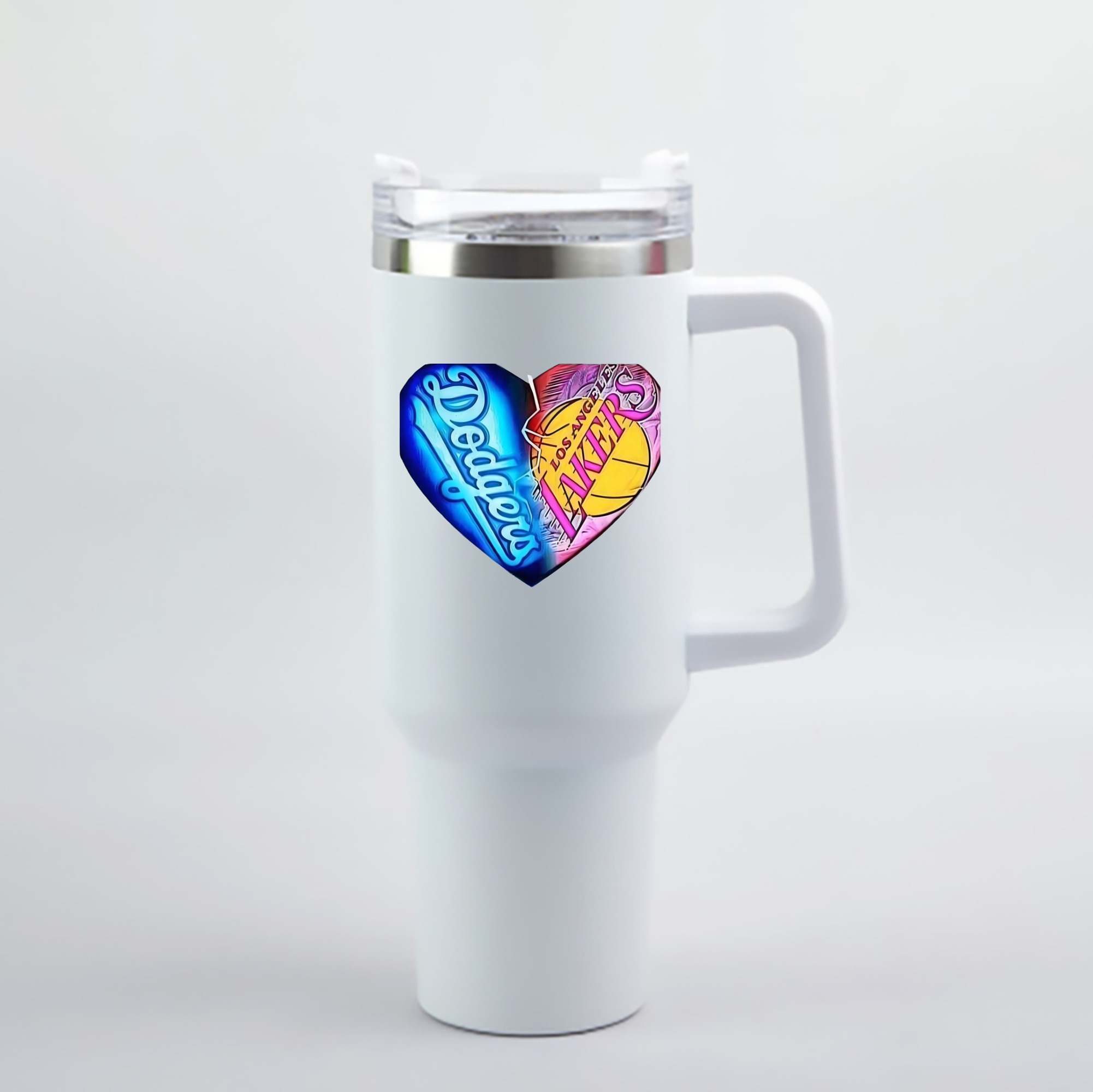  40oz Handle Car Cup With Crystal Sticker Design – Durable Stainless Steel Travel Mug With Reusable Straw – Double Wall Insulated