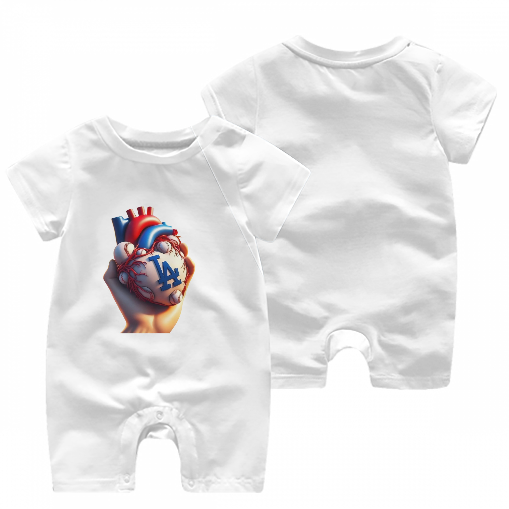  Baby Short Sleeve Onesie – 100% Cotton Soft & Breathable Digital Print Romper – Double-Sided Print, Snap Closure For Easy Diaper Changes – Comfortable For Boys & Girls