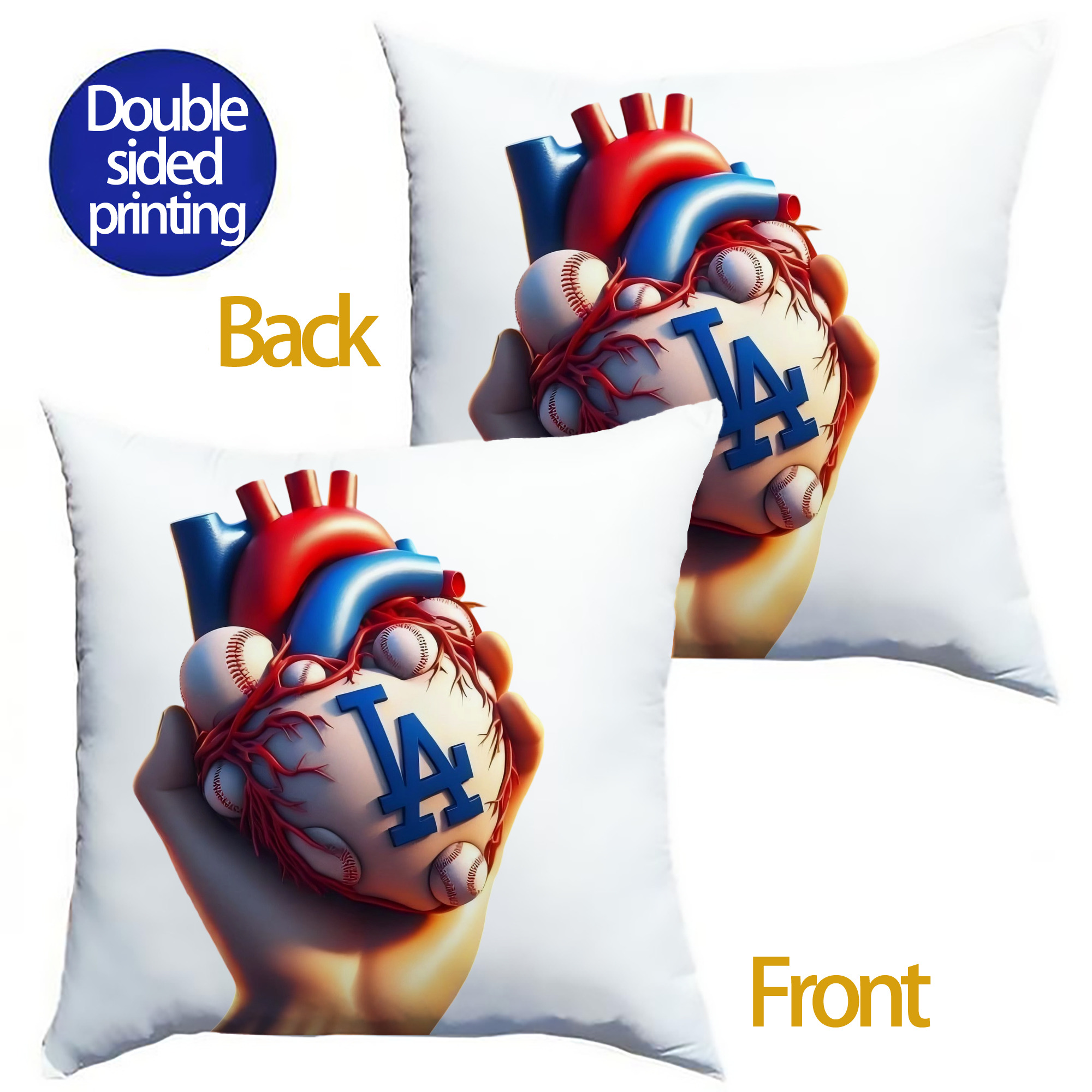  Soft Polyester Pillow Cover With Insert – Double-Sided Design, Invisible Zipper, Durable & Breathable – Easy Care Cushion Set