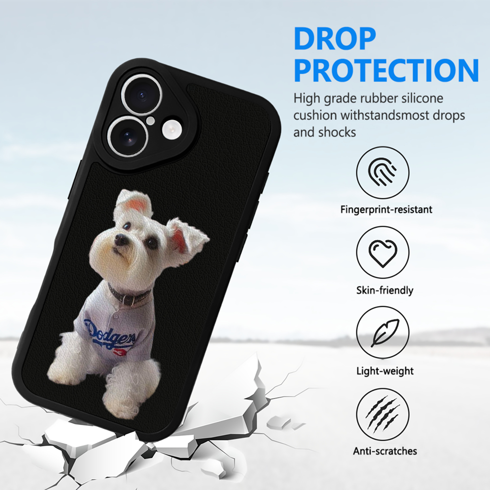  IPhone 16 Silicone Leather Case – UV Print, Lambskin Texture – Perfect Fit, Wireless Charging Compatible, Scratch Resistant, Precise Cutouts – Stylish Protection For IPhone 16