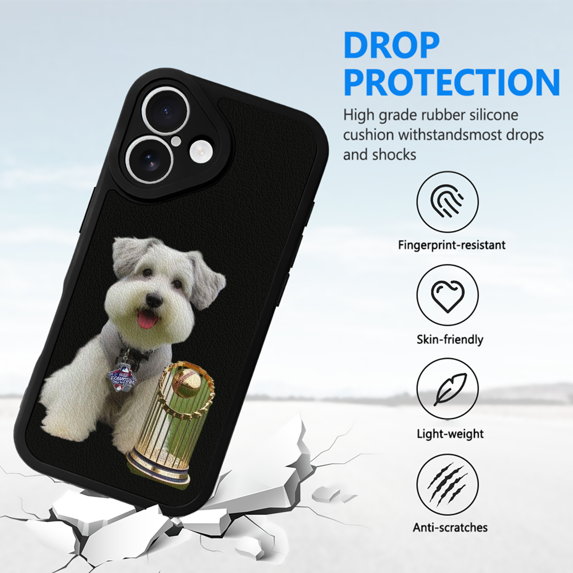  IPhone 16 Silicone Leather Case – UV Print, Lambskin Texture – Perfect Fit, Wireless Charging Compatible, Scratch Resistant, Precise Cutouts – Stylish Protection For IPhone 16