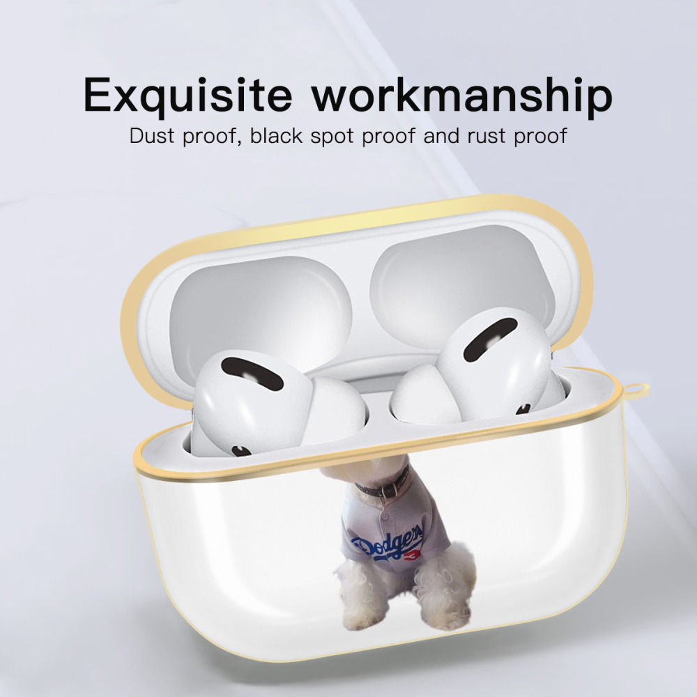  Luxury Gold AirPods Pro Case With Keychain, Flexible PC Material, Full Protection, Precise Cutouts, Anti-Fingerprint, Washable, Durable Design