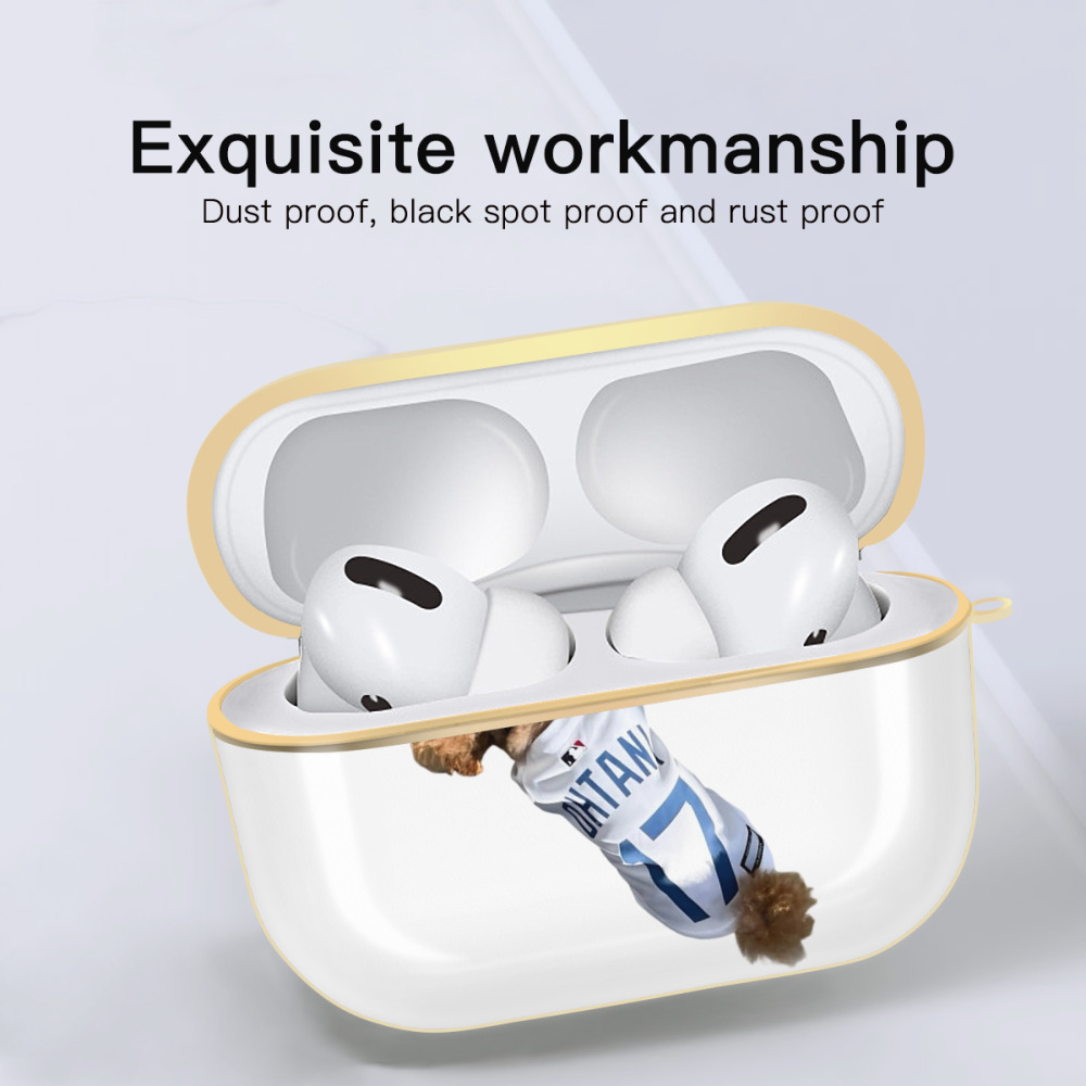  Luxury Gold AirPods Pro Case With Keychain, Flexible PC Material, Full Protection, Precise Cutouts, Anti-Fingerprint, Washable, Durable Design