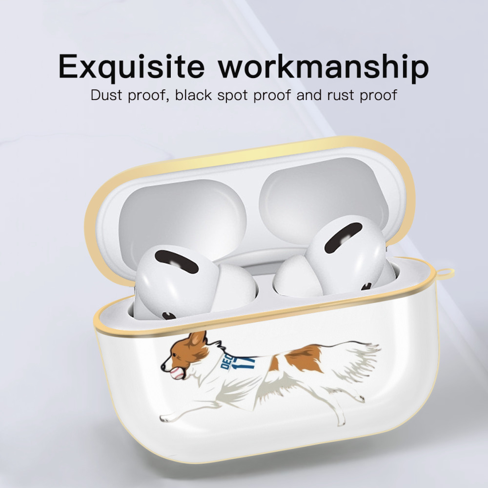  Luxury Gold AirPods Pro Case With Keychain, Flexible PC Material, Full Protection, Precise Cutouts, Anti-Fingerprint, Washable, Durable Design