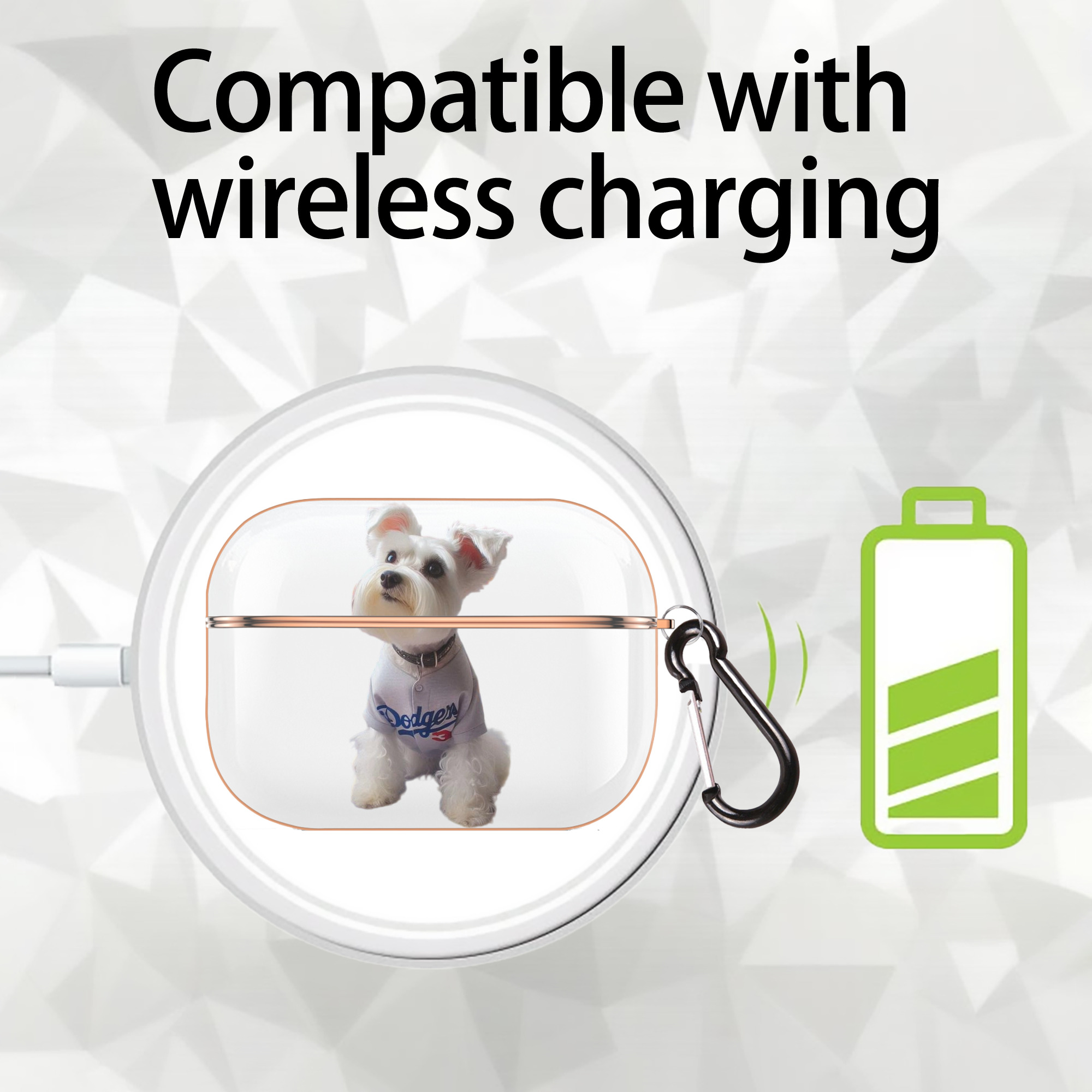  AirPods Pro Protective Case Rose Gold, Flexible PC Material, Precise Fit, Anti-Slip Cover, Full Protection, Fingerprint Resistant, Washable With Keychain