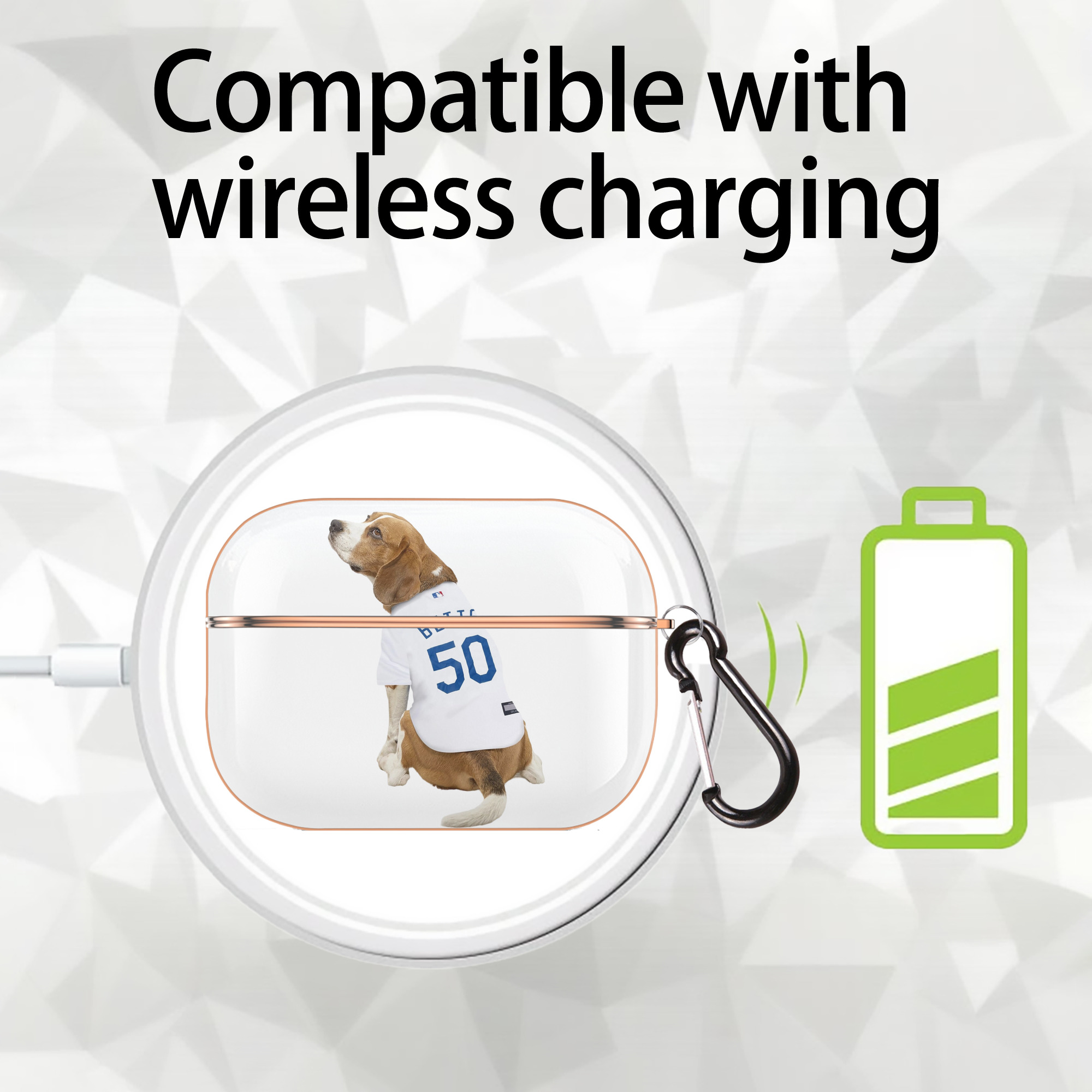  AirPods Pro Protective Case Rose Gold, Flexible PC Material, Precise Fit, Anti-Slip Cover, Full Protection, Fingerprint Resistant, Washable With Keychain