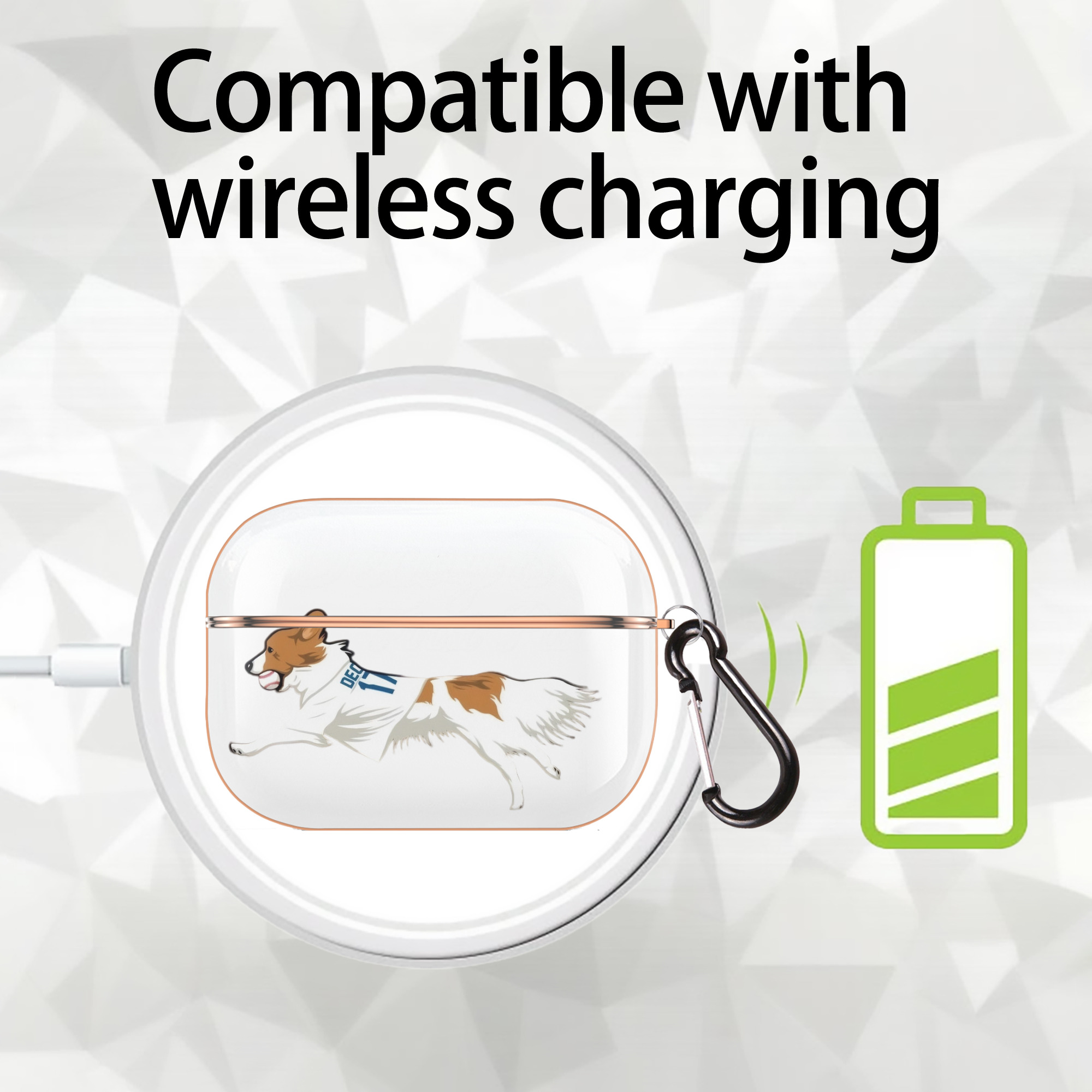  AirPods Pro Protective Case Rose Gold, Flexible PC Material, Precise Fit, Anti-Slip Cover, Full Protection, Fingerprint Resistant, Washable With Keychain