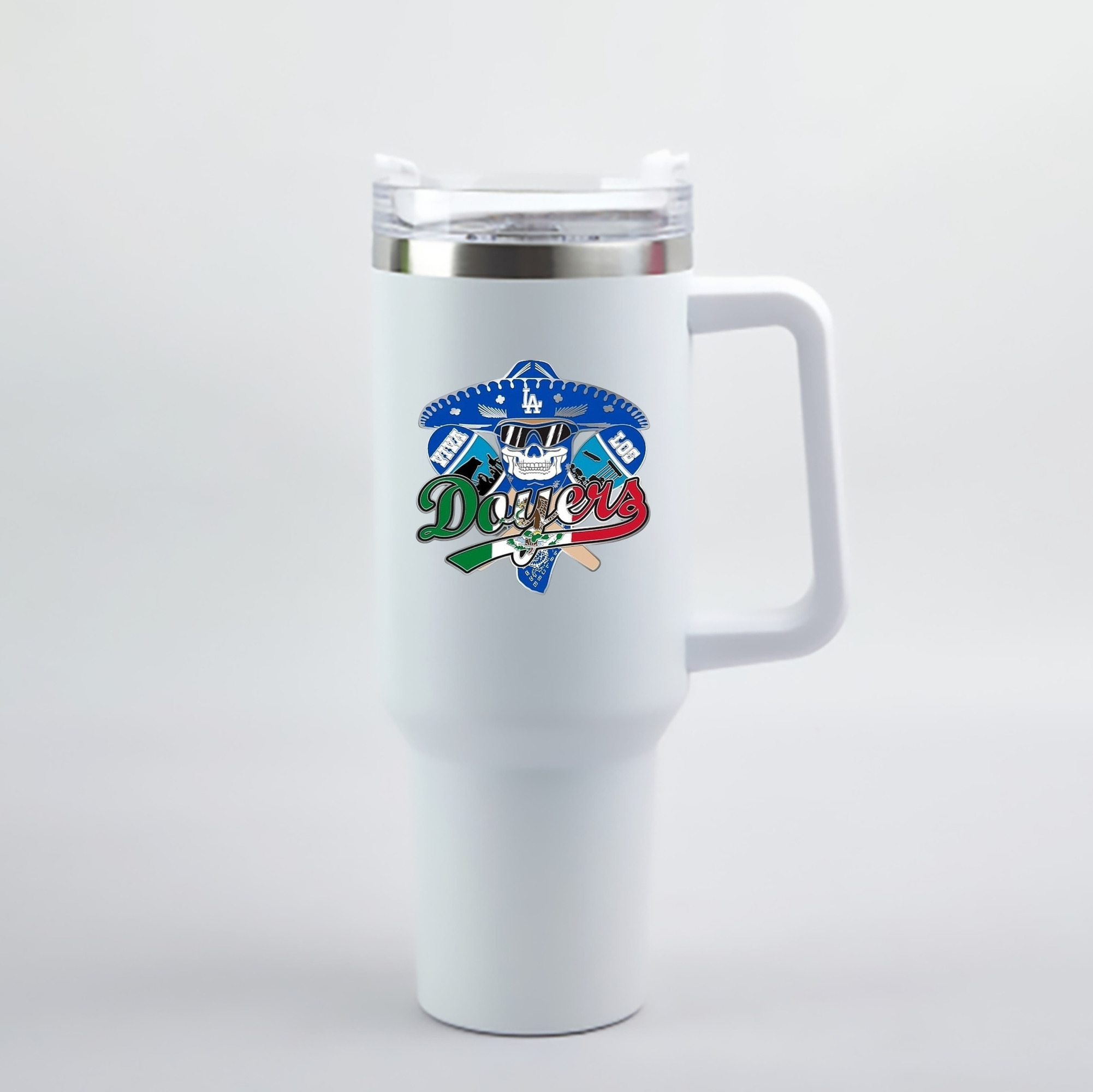  40oz Handle Car Cup With Crystal Sticker Design – Durable Stainless Steel Travel Mug With Reusable Straw – Double Wall Insulated