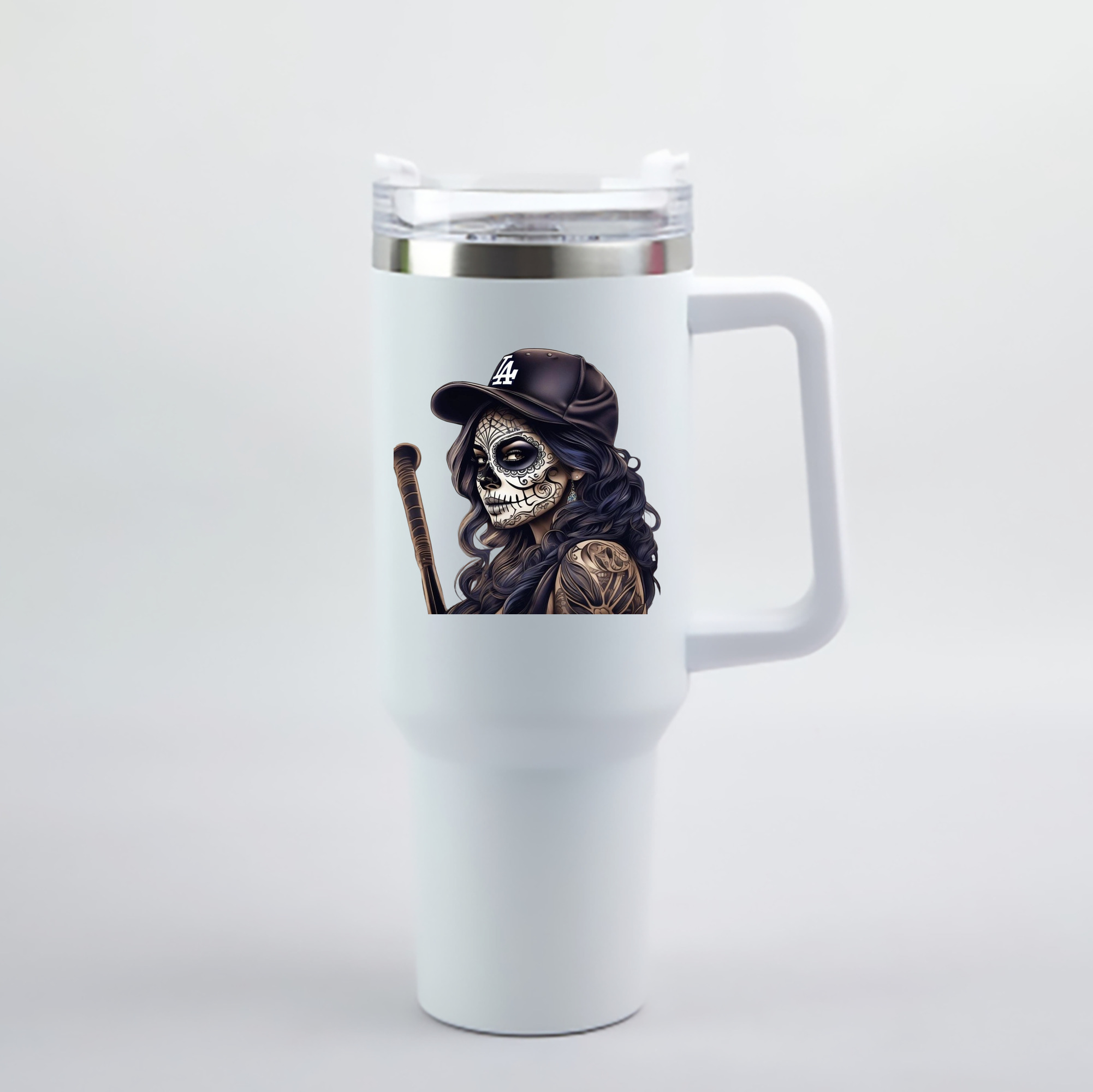  40oz Handle Car Cup With Crystal Sticker Design – Durable Stainless Steel Travel Mug With Reusable Straw – Double Wall Insulated