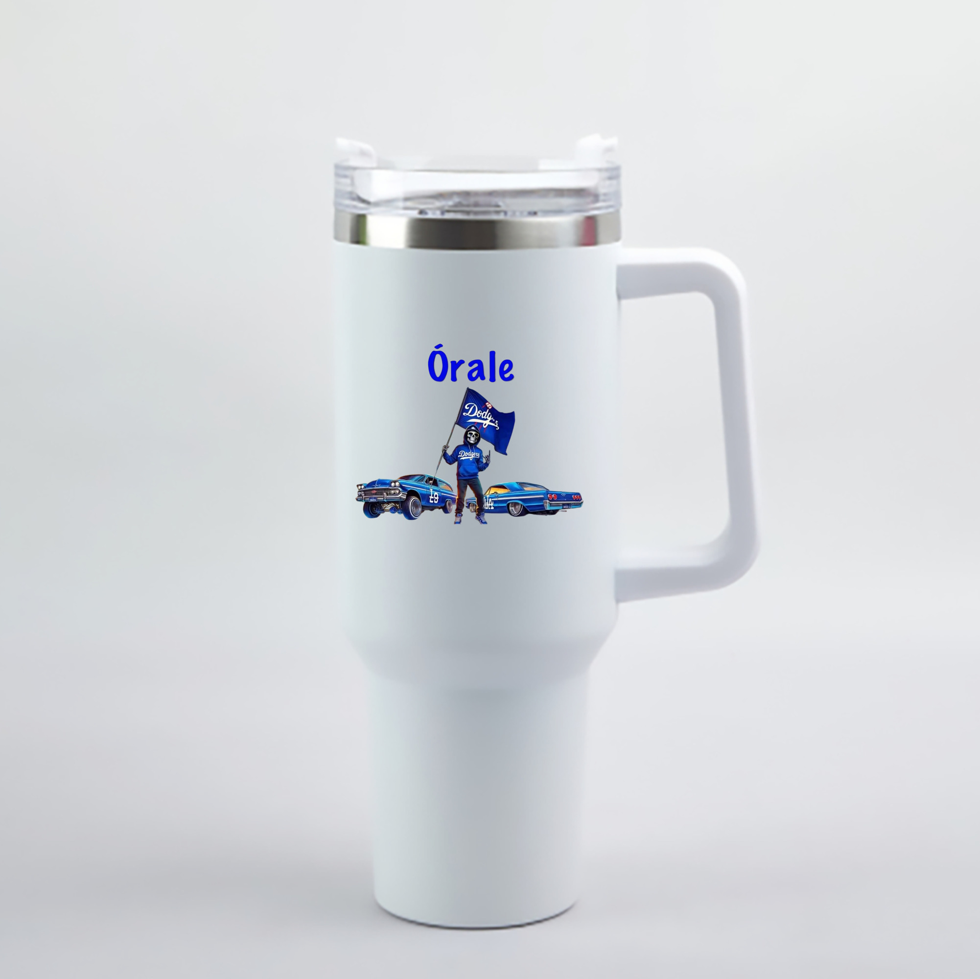  40oz Handle Car Cup With Crystal Sticker Design – Durable Stainless Steel Travel Mug With Reusable Straw – Double Wall Insulated