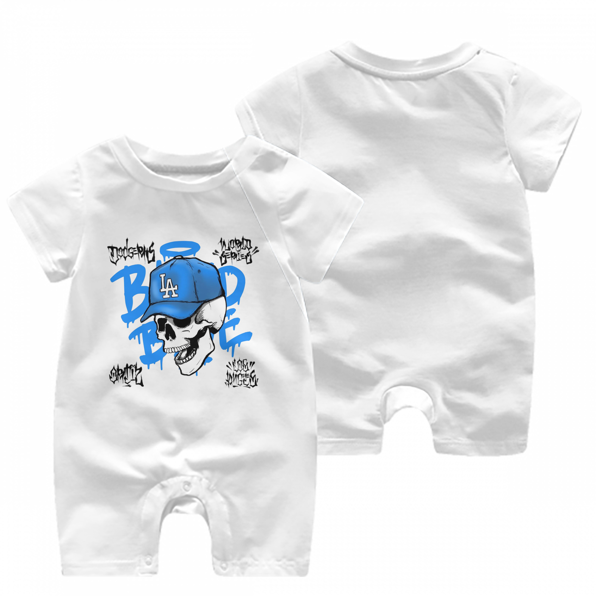 Baby Short Sleeve Onesie – 100% Cotton Soft & Breathable Digital Print Romper – Double-Sided Print, Snap Closure For Easy Diaper Changes – Comfortable For Boys & Girls