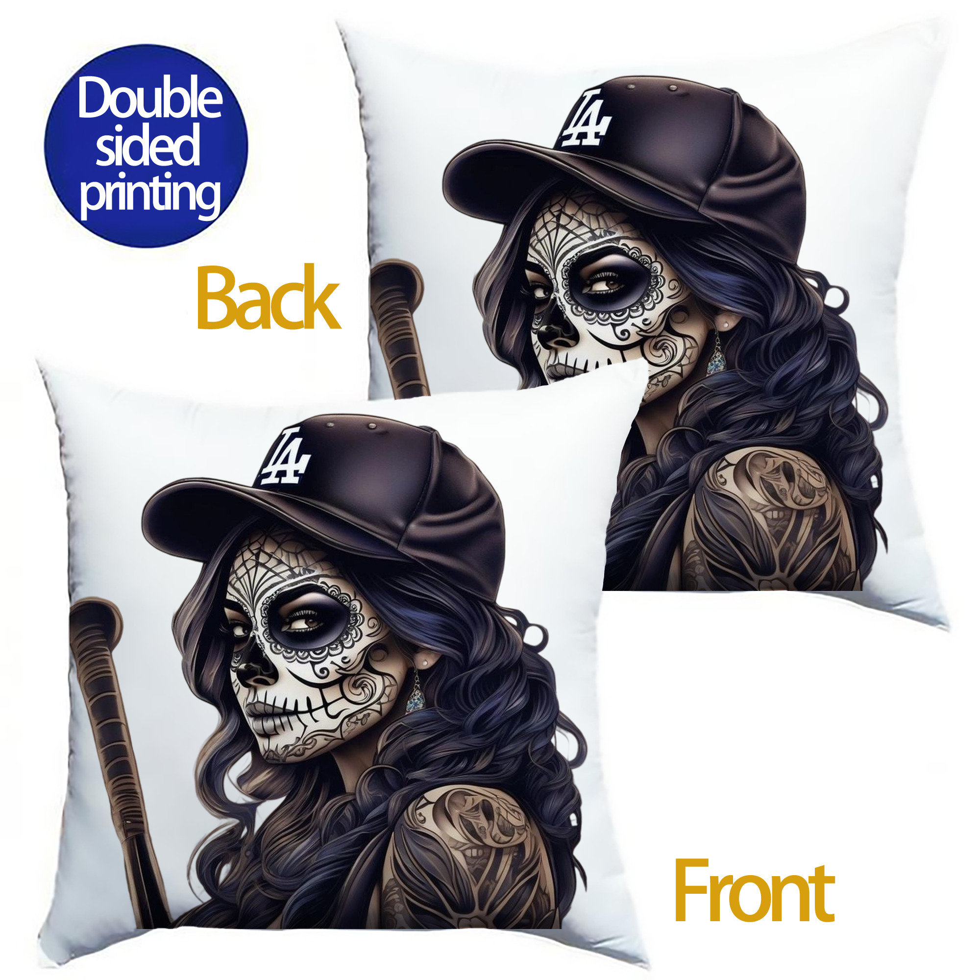  Soft Polyester Pillow Cover With Insert – Double-Sided Design, Invisible Zipper, Durable & Breathable – Easy Care Cushion Set