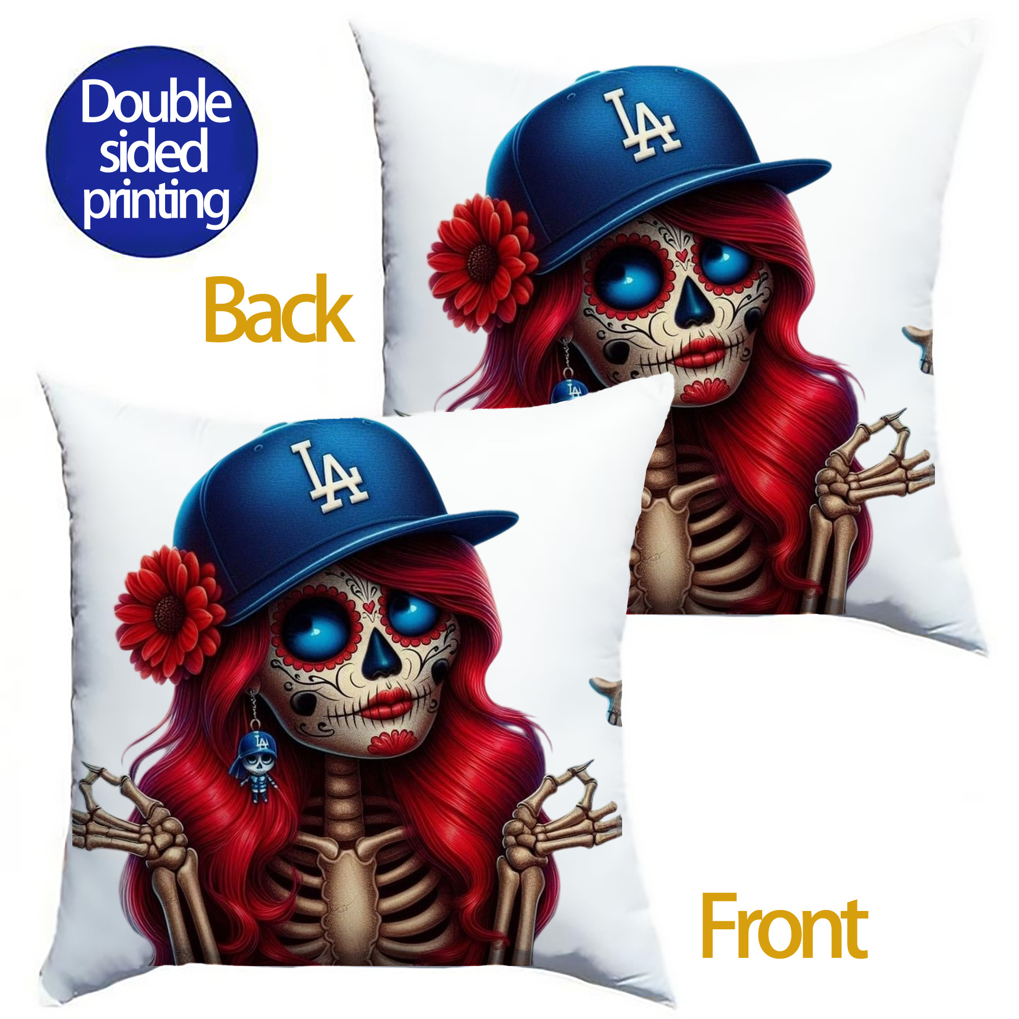  Soft Polyester Pillow Cover With Insert – Double-Sided Design, Invisible Zipper, Durable & Breathable – Easy Care Cushion Set