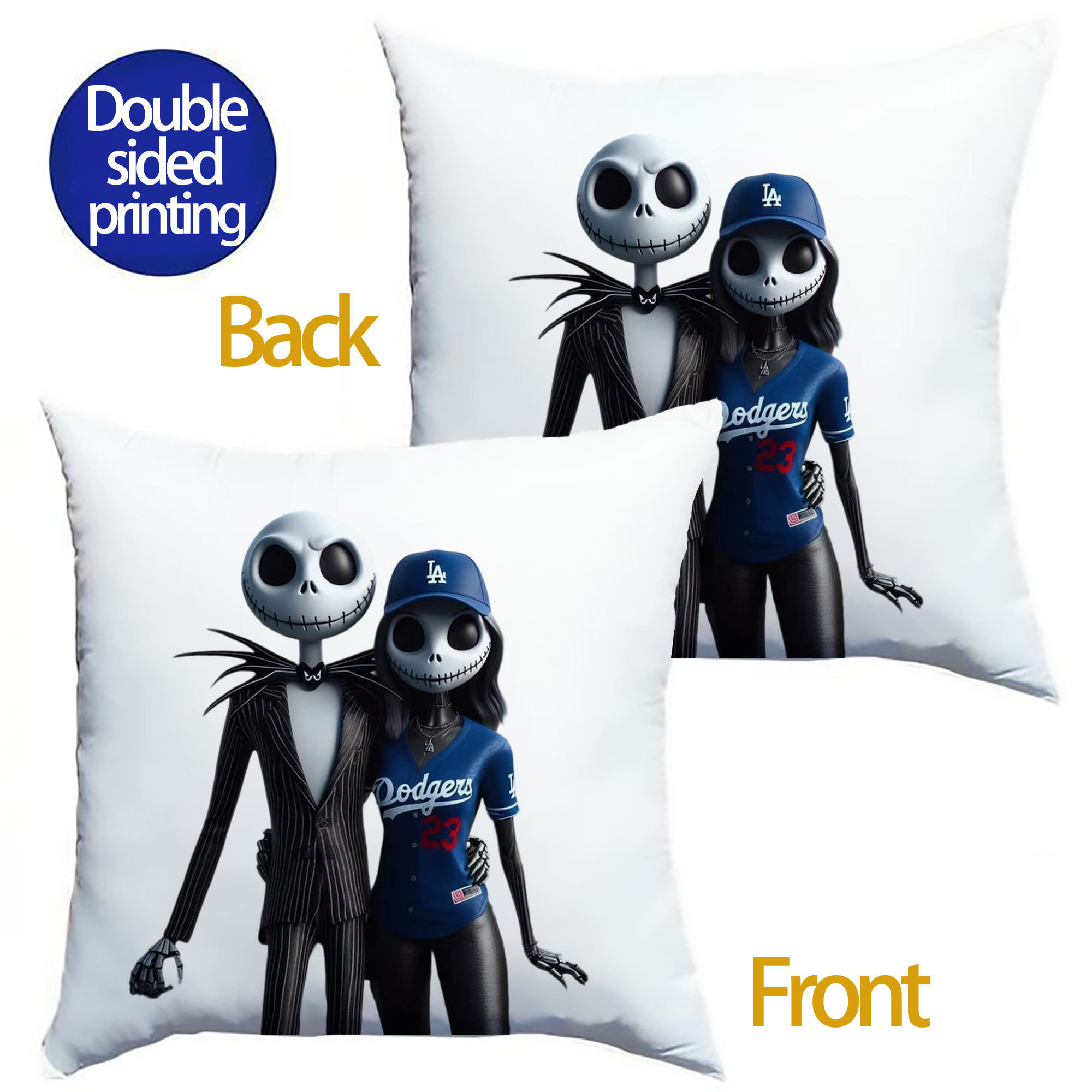  Soft Polyester Pillow Cover With Insert – Double-Sided Design, Invisible Zipper, Durable & Breathable – Easy Care Cushion Set