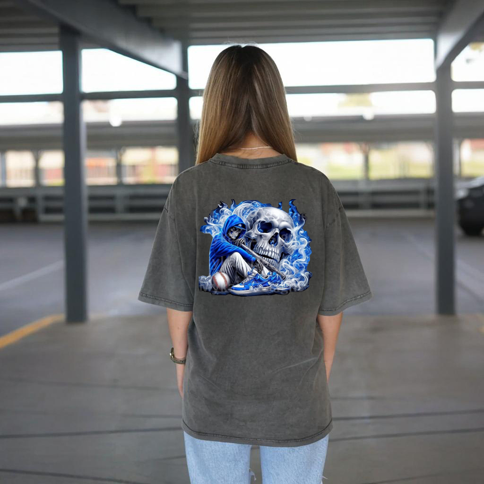  Washed Vintage 230g Cotton Oversized T-Shirt With Back Heat Transfer Print – Soft, Lightweight & Stylish – Comfortable Casual Wear For Sports & Everyday Use