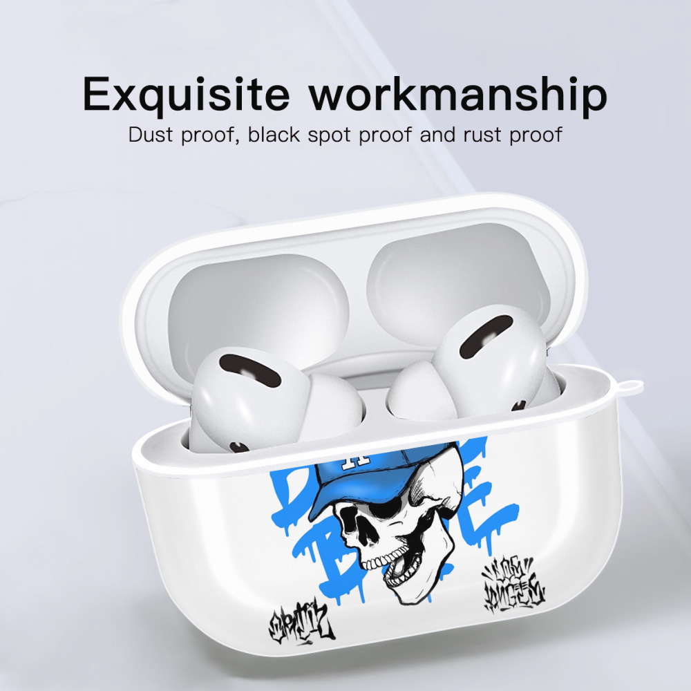  AirPods Pro Hard Case White With Keychain, Durable Flexible PC, Precise Cutouts, Anti-Fingerprint, Yellowing & Scratch Resistant, Full Protection, Washable