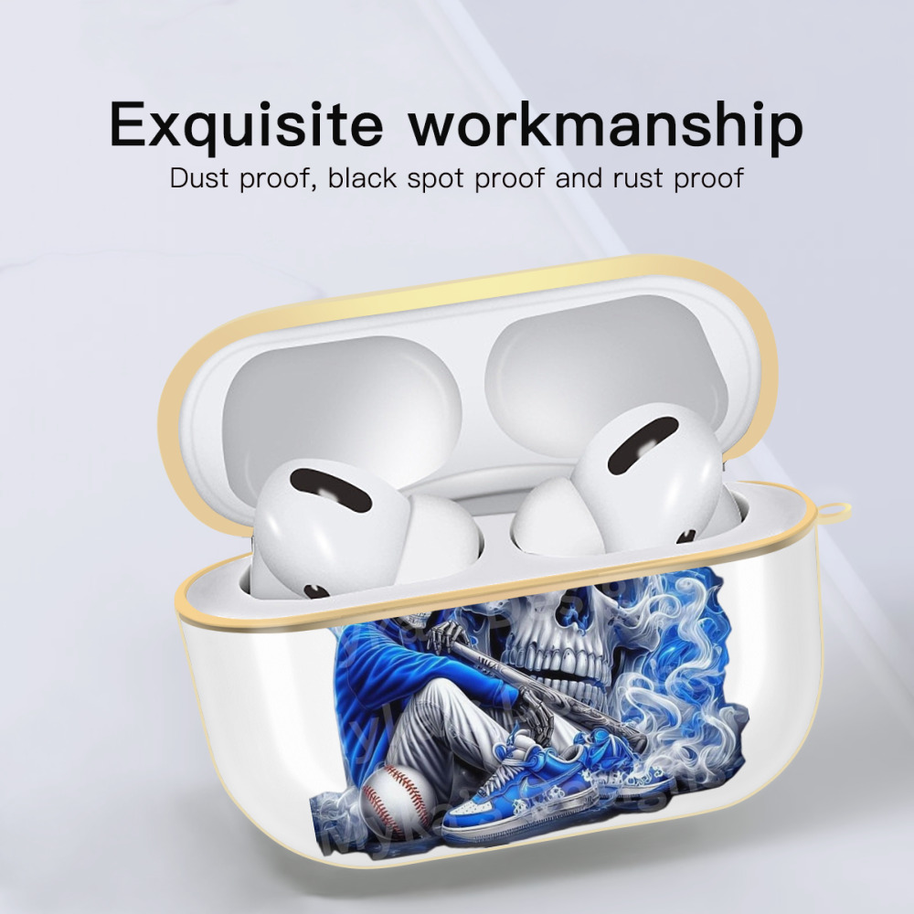  Luxury Gold AirPods Pro Case With Keychain, Flexible PC Material, Full Protection, Precise Cutouts, Anti-Fingerprint, Washable, Durable Design