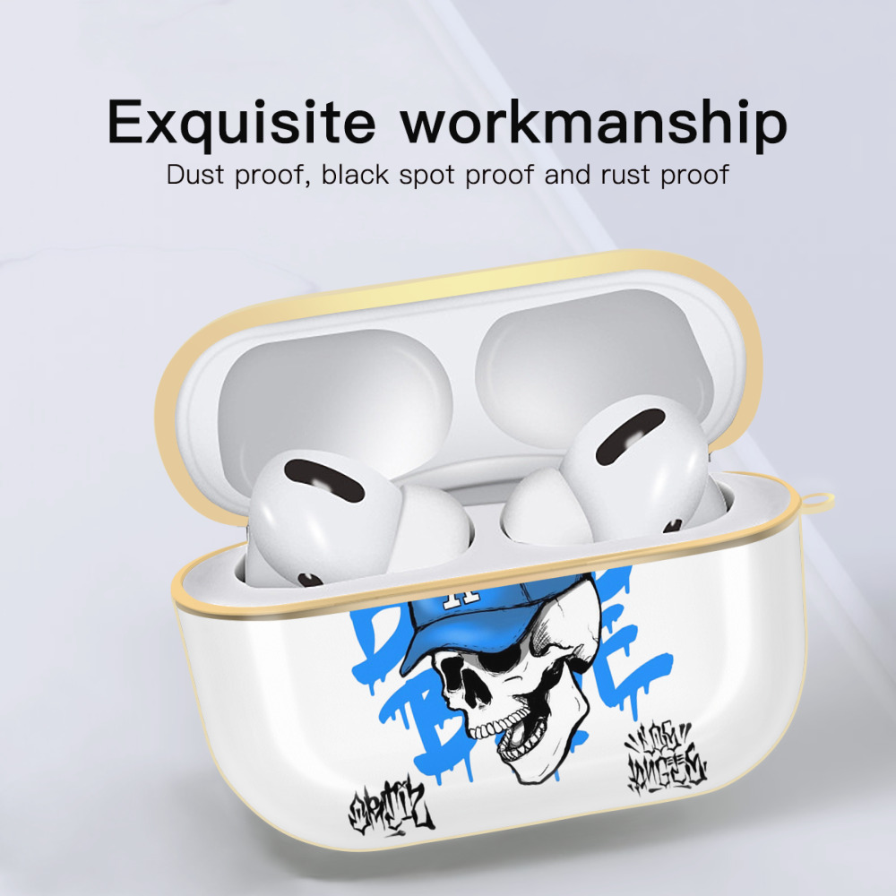  Luxury Gold AirPods Pro Case With Keychain, Flexible PC Material, Full Protection, Precise Cutouts, Anti-Fingerprint, Washable, Durable Design