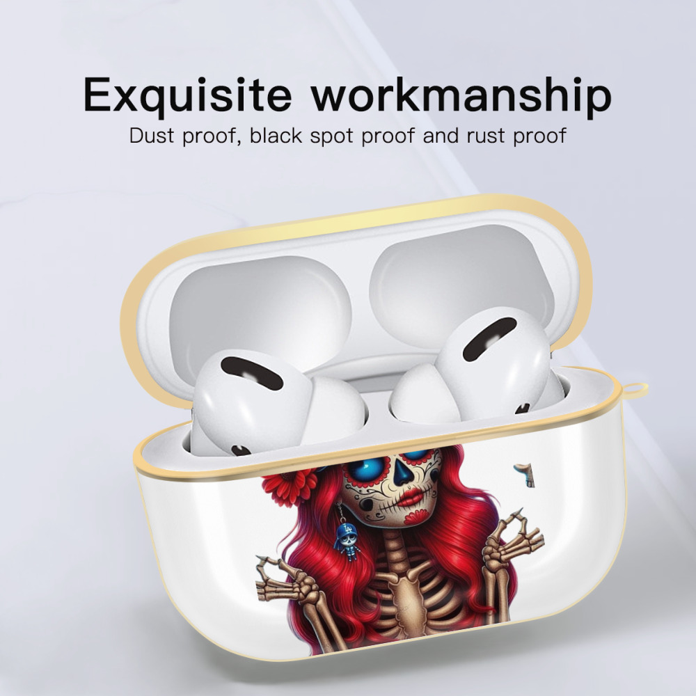  Luxury Gold AirPods Pro Case With Keychain, Flexible PC Material, Full Protection, Precise Cutouts, Anti-Fingerprint, Washable, Durable Design