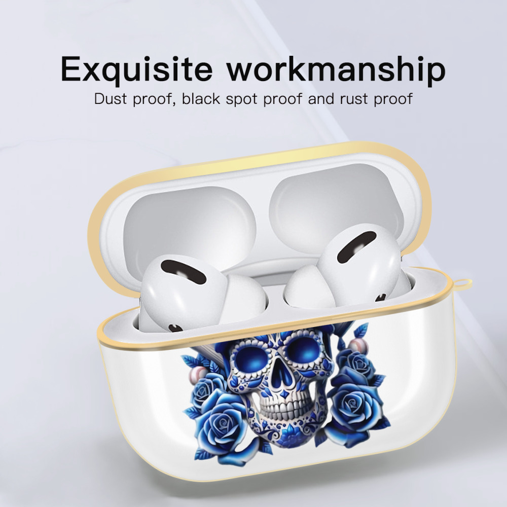  Luxury Gold AirPods Pro Case With Keychain, Flexible PC Material, Full Protection, Precise Cutouts, Anti-Fingerprint, Washable, Durable Design