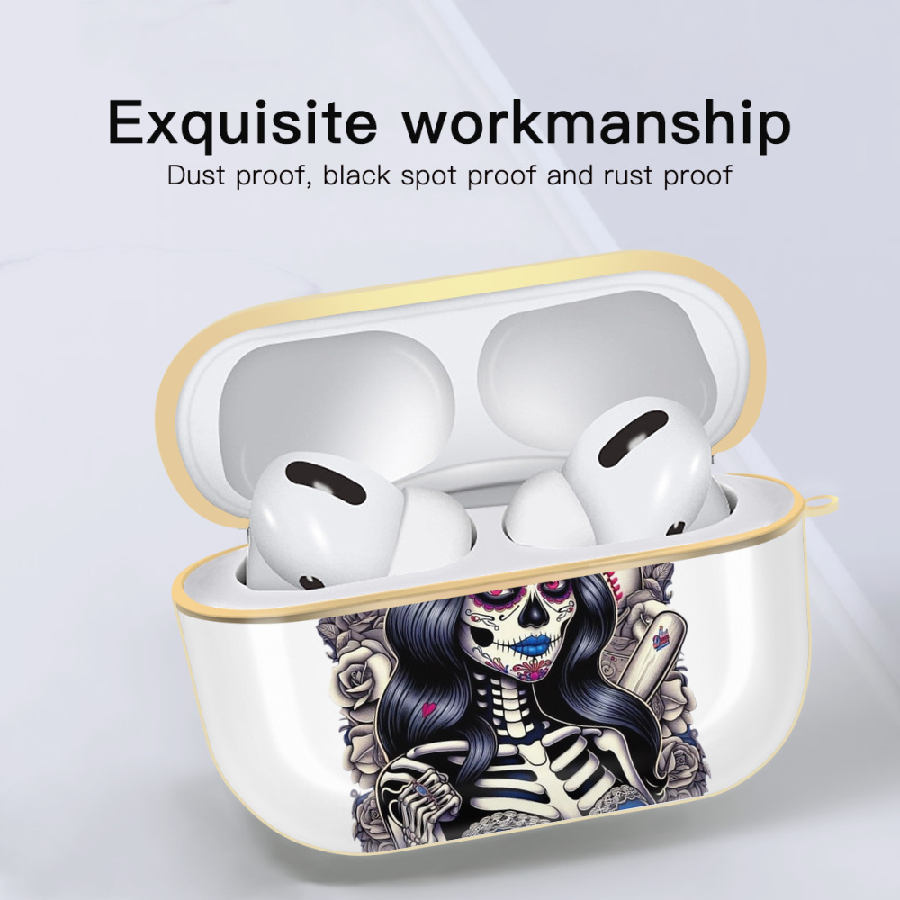  Luxury Gold AirPods Pro Case With Keychain, Flexible PC Material, Full Protection, Precise Cutouts, Anti-Fingerprint, Washable, Durable Design