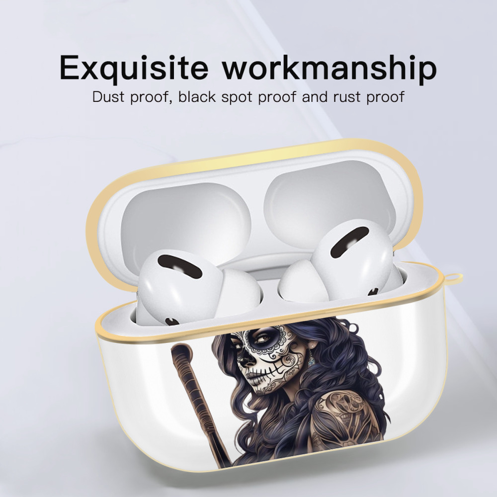  Luxury Gold AirPods Pro Case With Keychain, Flexible PC Material, Full Protection, Precise Cutouts, Anti-Fingerprint, Washable, Durable Design