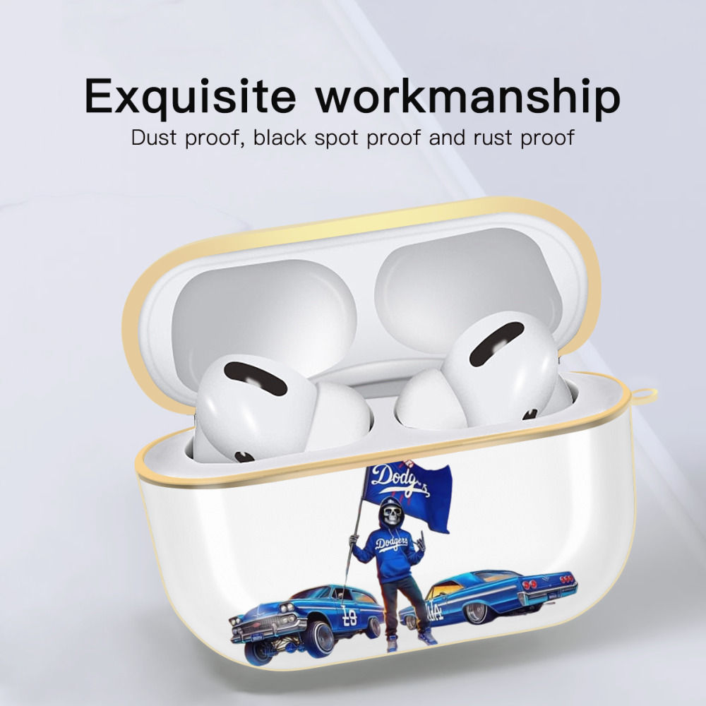  Luxury Gold AirPods Pro Case With Keychain, Flexible PC Material, Full Protection, Precise Cutouts, Anti-Fingerprint, Washable, Durable Design