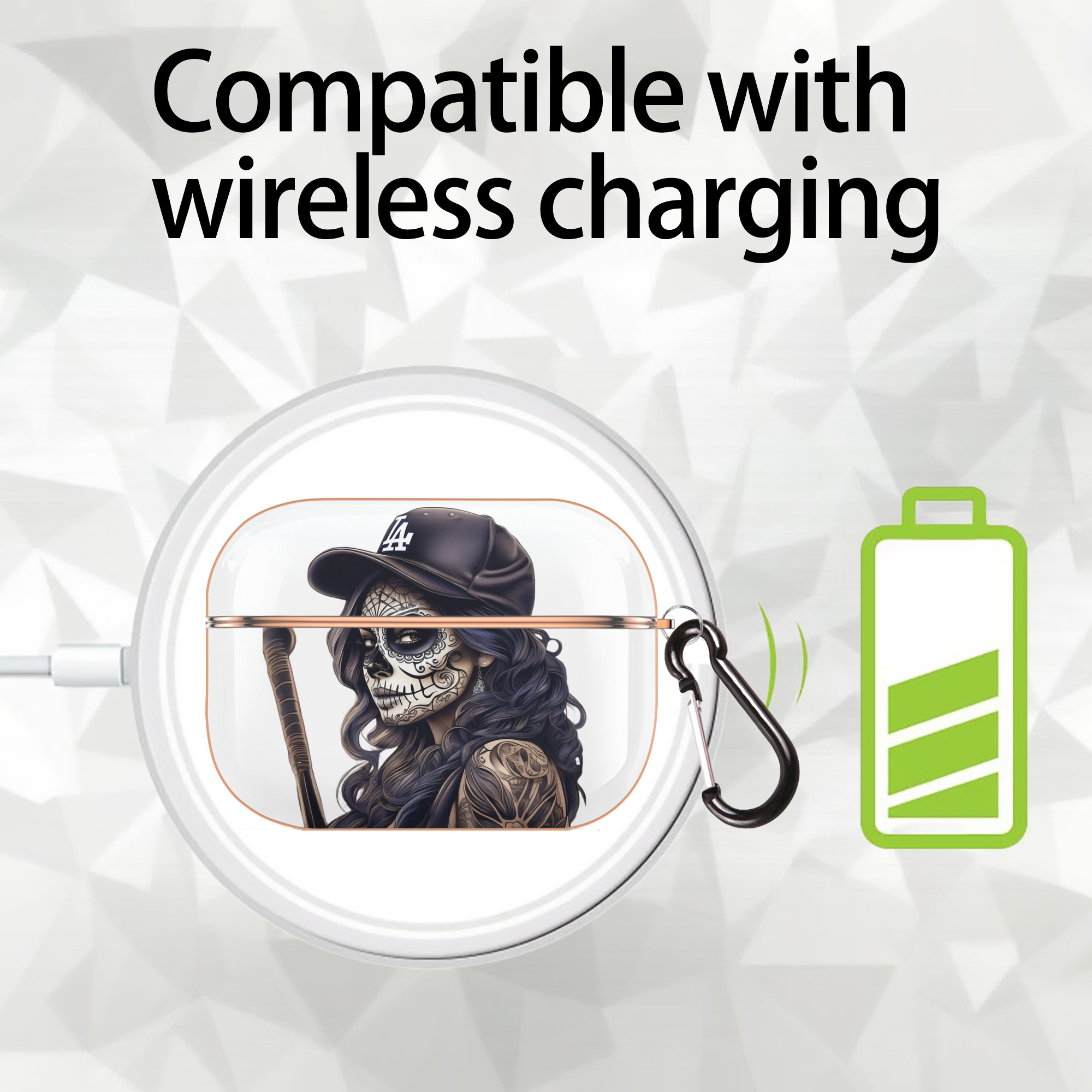  AirPods Pro Protective Case Rose Gold, Flexible PC Material, Precise Fit, Anti-Slip Cover, Full Protection, Fingerprint Resistant, Washable With Keychain