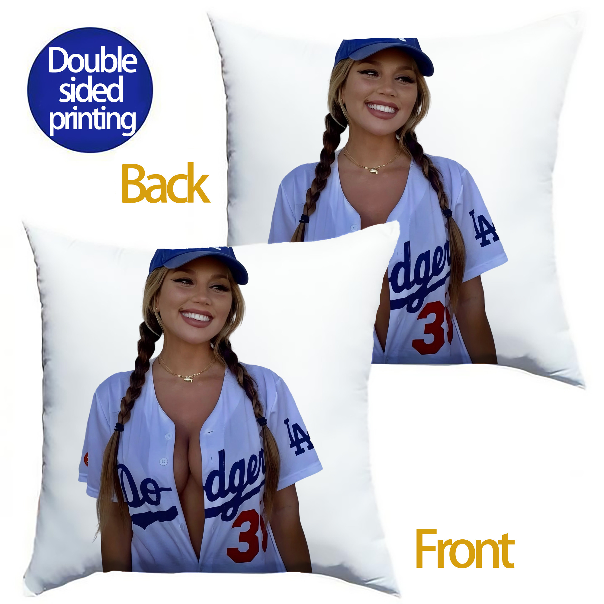  Soft Polyester Pillow Cover With Insert – Double-Sided Design, Invisible Zipper, Durable & Breathable – Easy Care Cushion Set