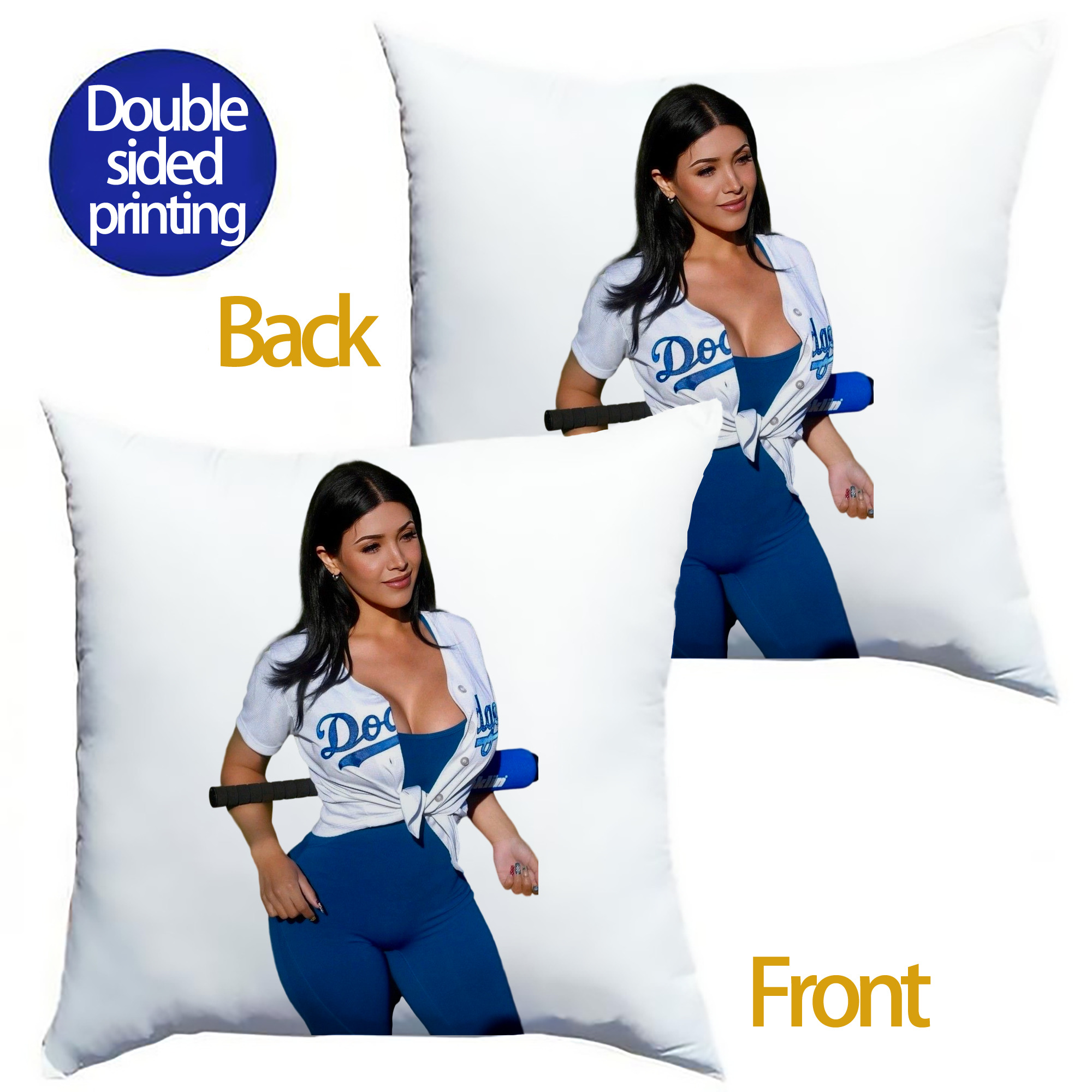  Soft Polyester Pillow Cover With Insert – Double-Sided Design, Invisible Zipper, Durable & Breathable – Easy Care Cushion Set