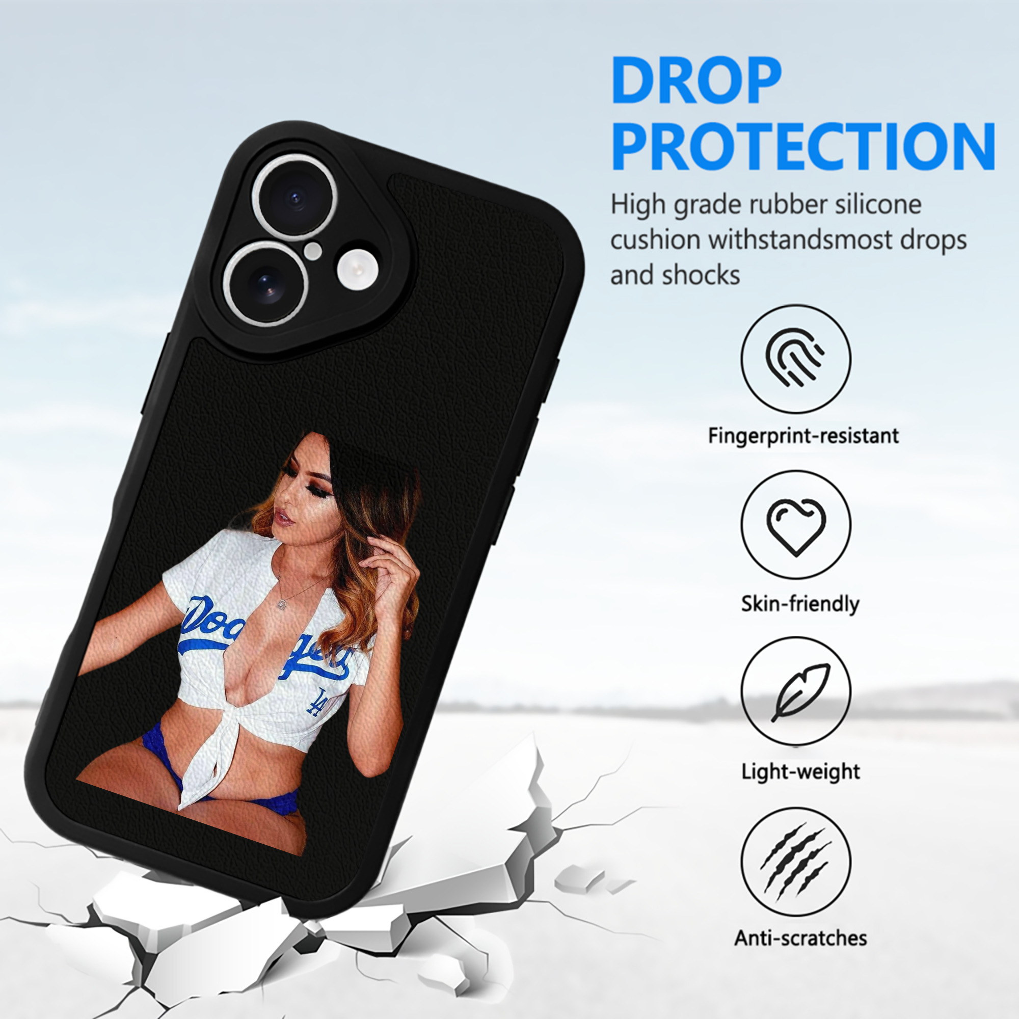  IPhone 16 Silicone Leather Case – UV Print, Lambskin Texture – Perfect Fit, Wireless Charging Compatible, Scratch Resistant, Precise Cutouts – Stylish Protection For IPhone 16