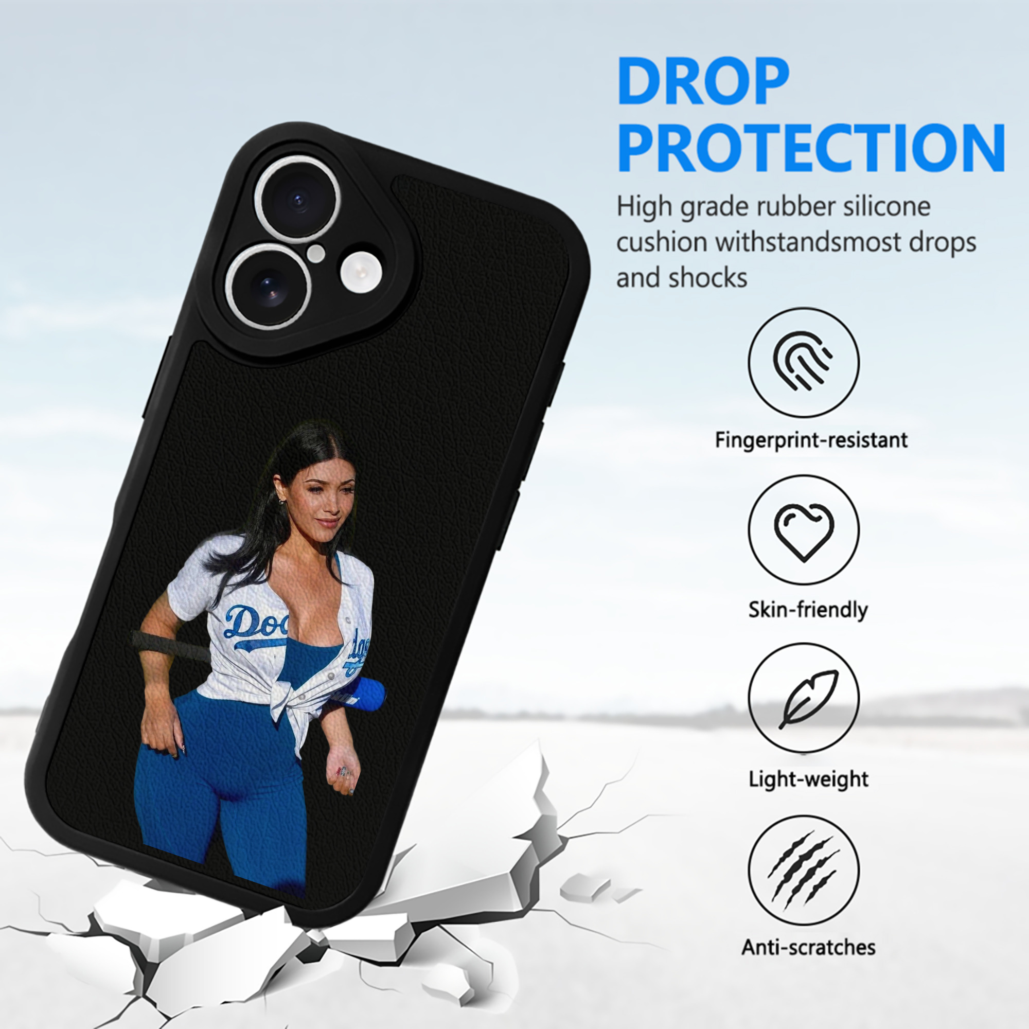  IPhone 16 Silicone Leather Case – UV Print, Lambskin Texture – Perfect Fit, Wireless Charging Compatible, Scratch Resistant, Precise Cutouts – Stylish Protection For IPhone 16