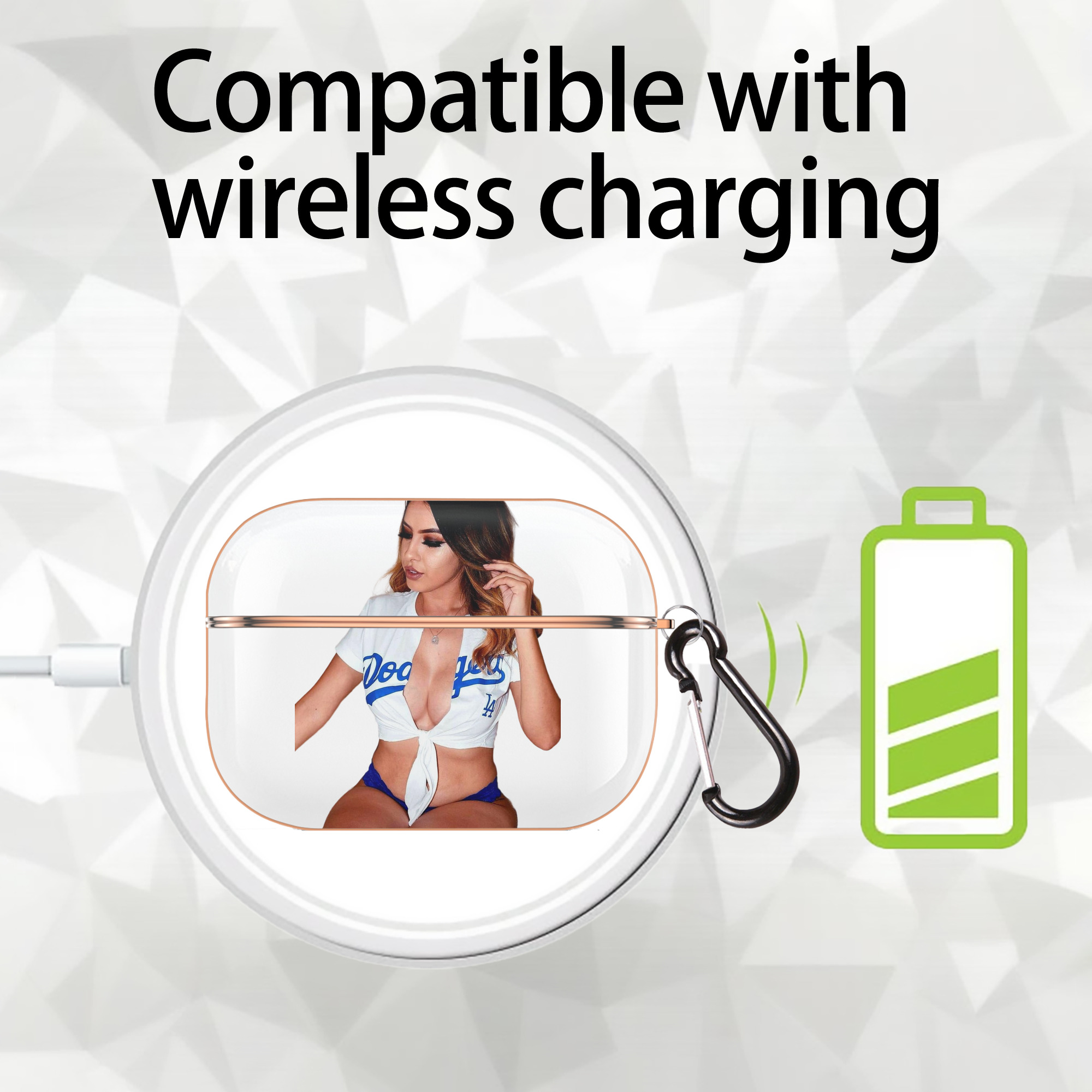  AirPods Pro Protective Case Rose Gold, Flexible PC Material, Precise Fit, Anti-Slip Cover, Full Protection, Fingerprint Resistant, Washable With Keychain